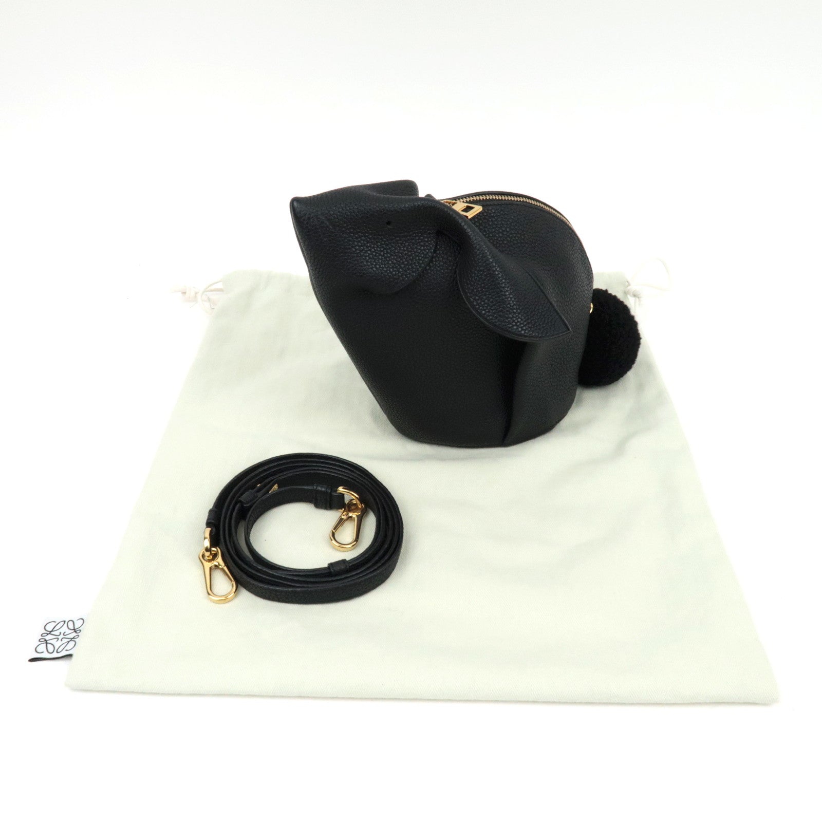 LOEWE Bunny Schoudertas Konijn Zwart *Stofzak, Riem 