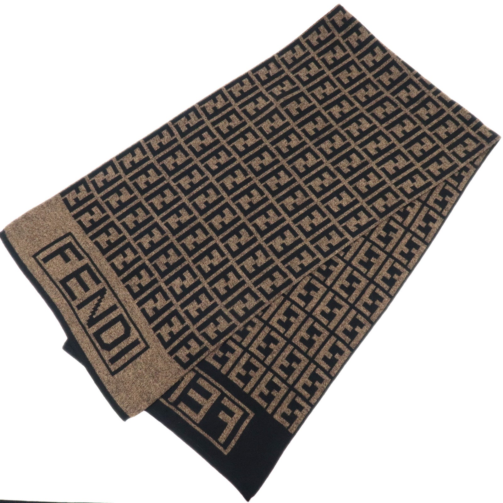 FENDI Zucca Wool Scarf Brown Black