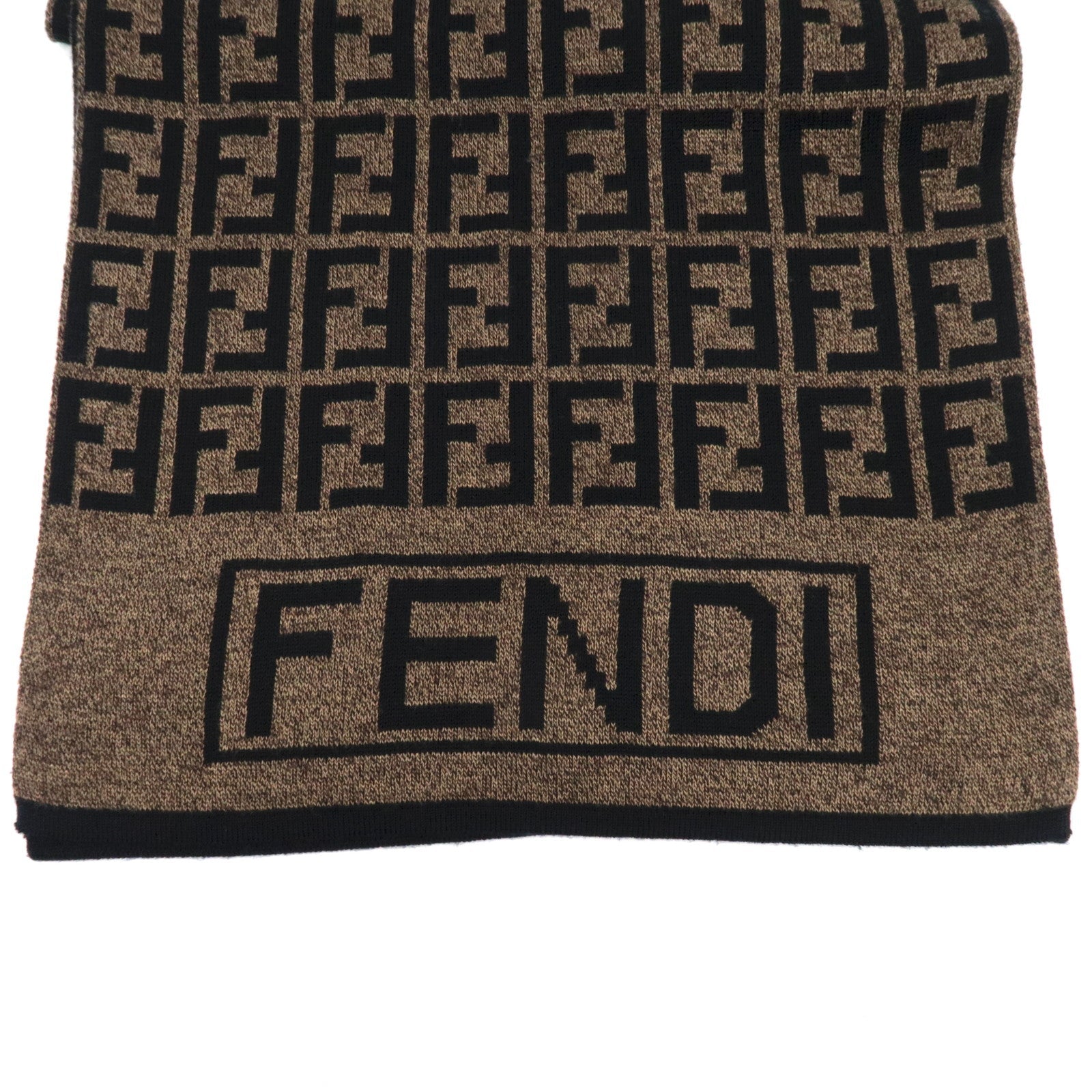 FENDI Zucca Wool Scarf Brown Black