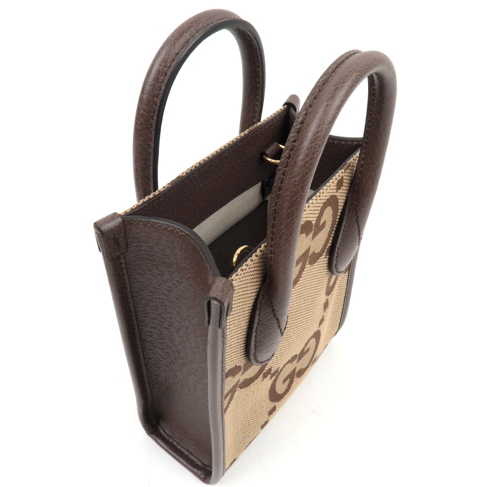 GUCCI Jumbo GG Canvas Leather 2WAY Handtas Beige Bruin 699406 *Stofzak, Riem 