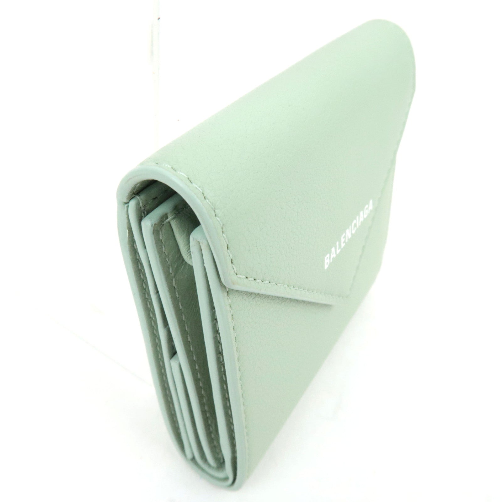 BALENCIAGA Paper Wallet Tri fold Wallet Light Green 637450 *Box, Dust Bag
