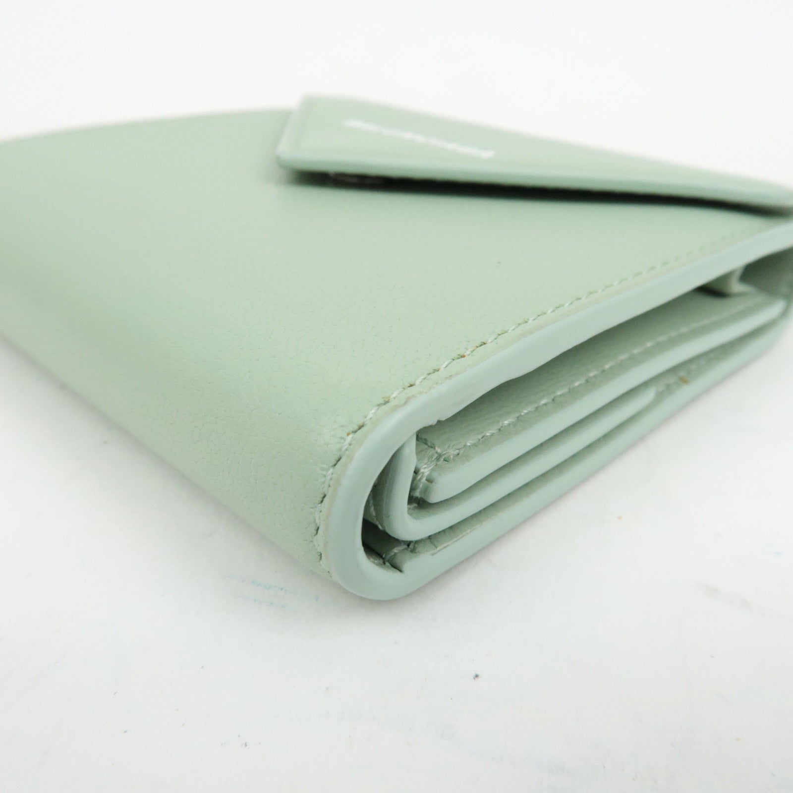 BALENCIAGA Paper Wallet Tri fold Wallet Light Green 637450 *Box, Dust Bag
