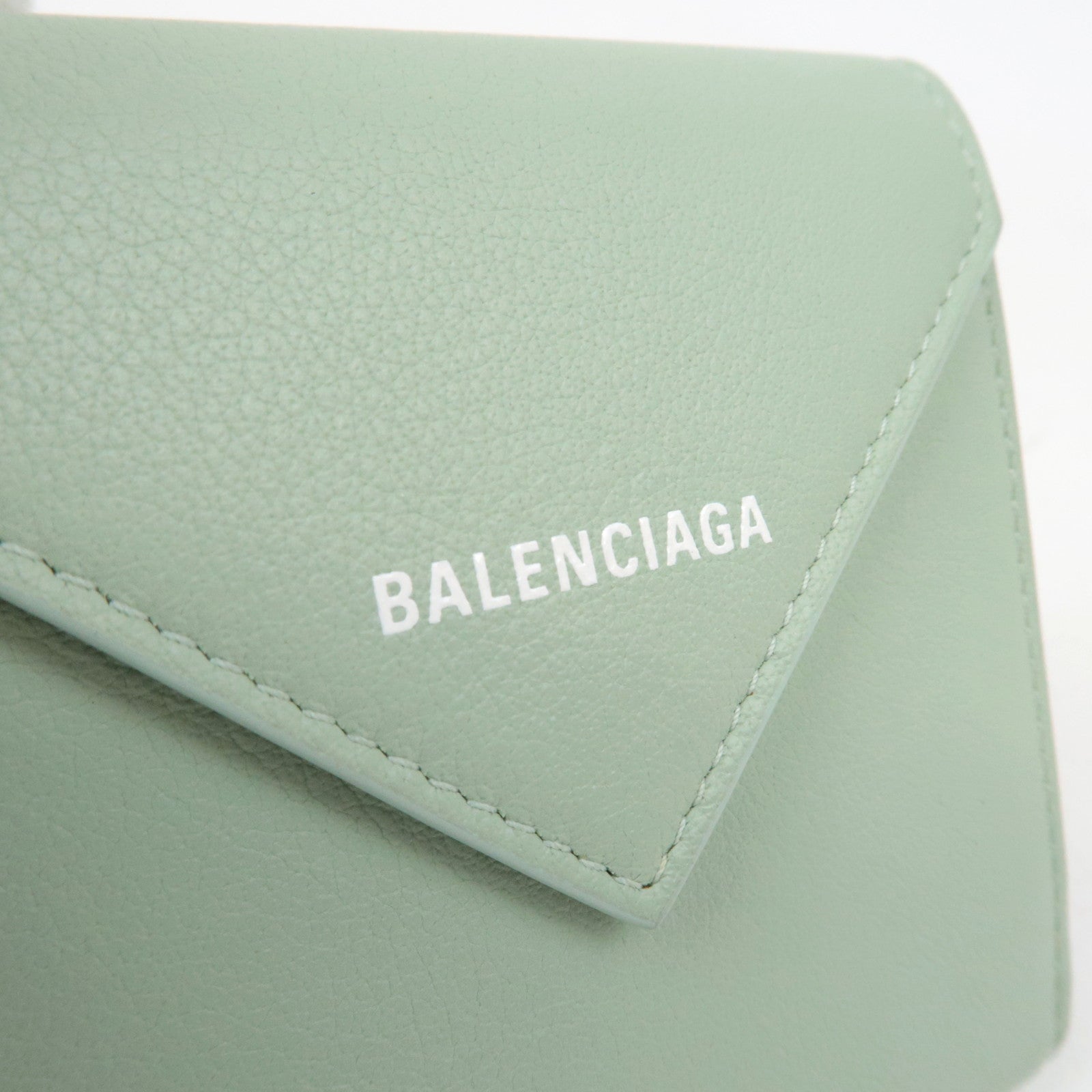 BALENCIAGA Paper Wallet Tri fold Wallet Light Green 637450 *Box, Dust Bag