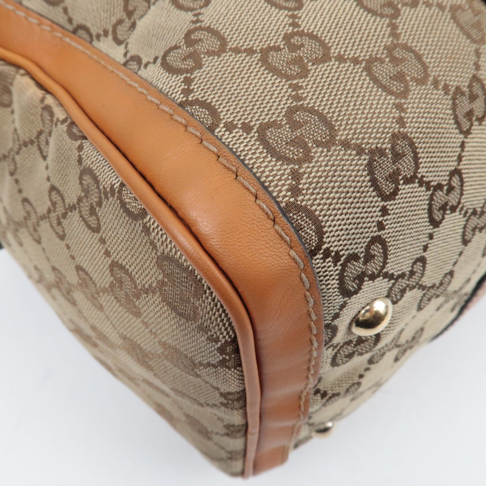 GUCCI Sherry GG canvas leren 2WAY Boston tas beige bruin 247205 *band 