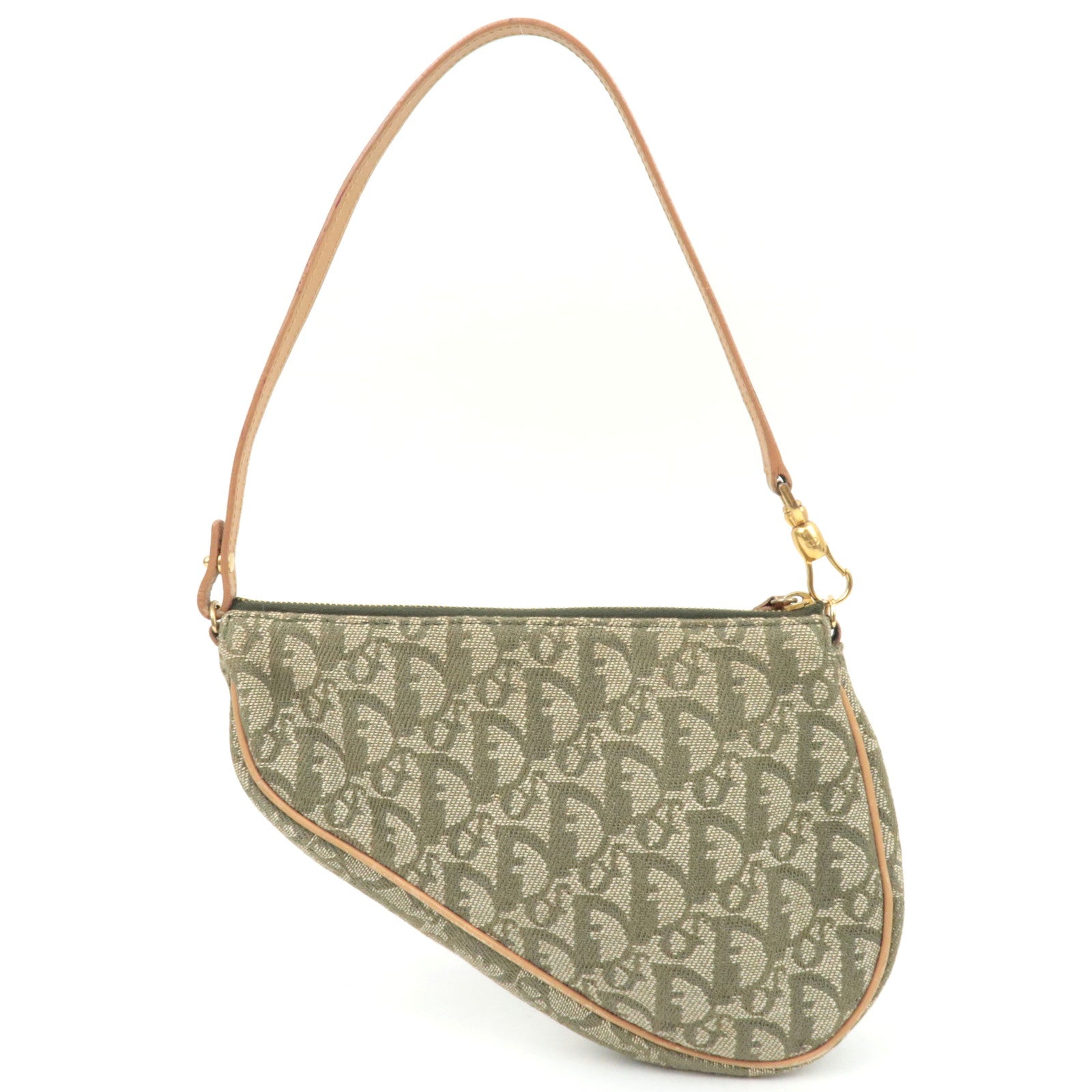 Christian Dior Trotter Canvas Leather Saddle Bag Khaki