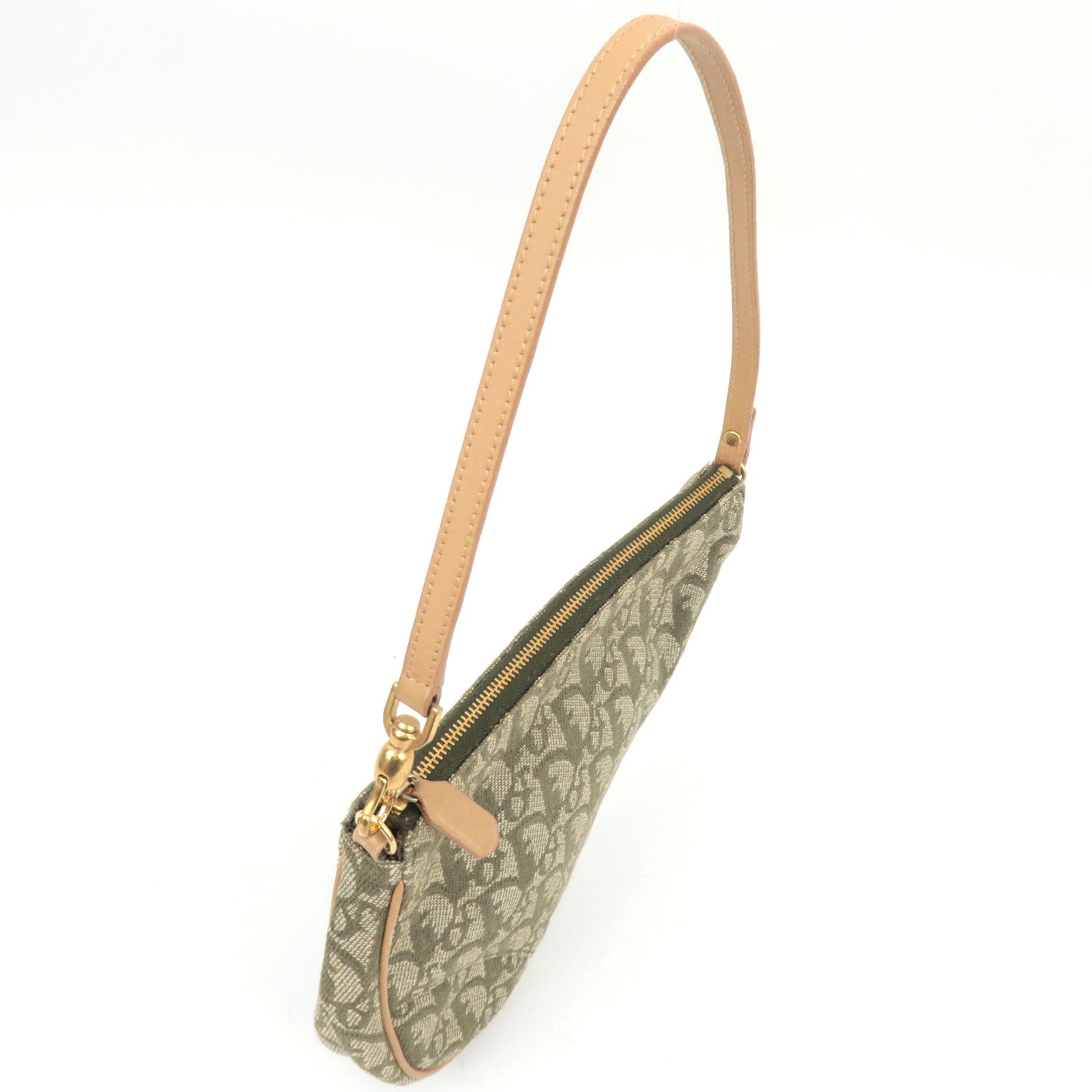 Christian Dior Trotter Canvas Leather Saddle Bag Khaki