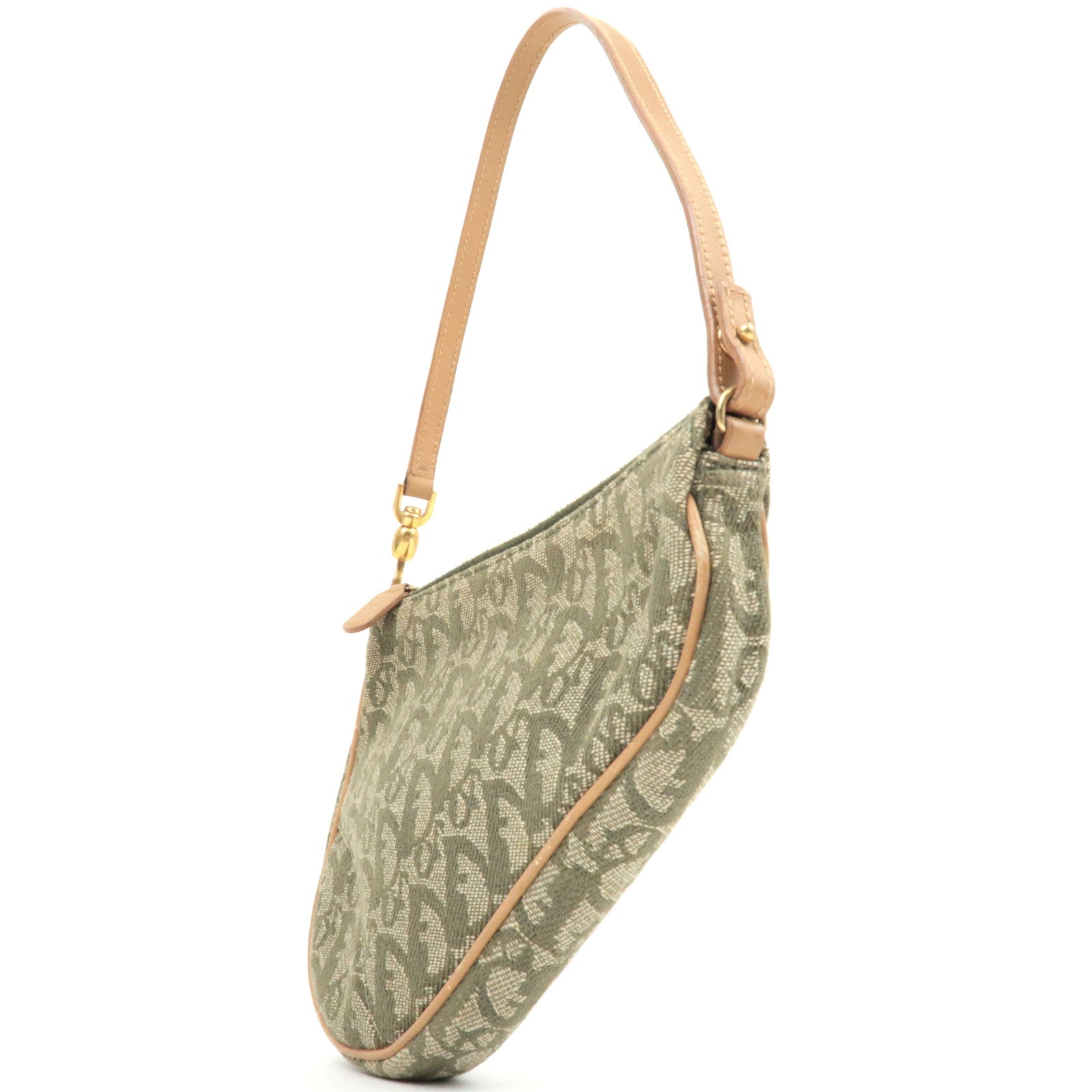 Christian Dior Trotter Canvas Leather Saddle Bag Khaki