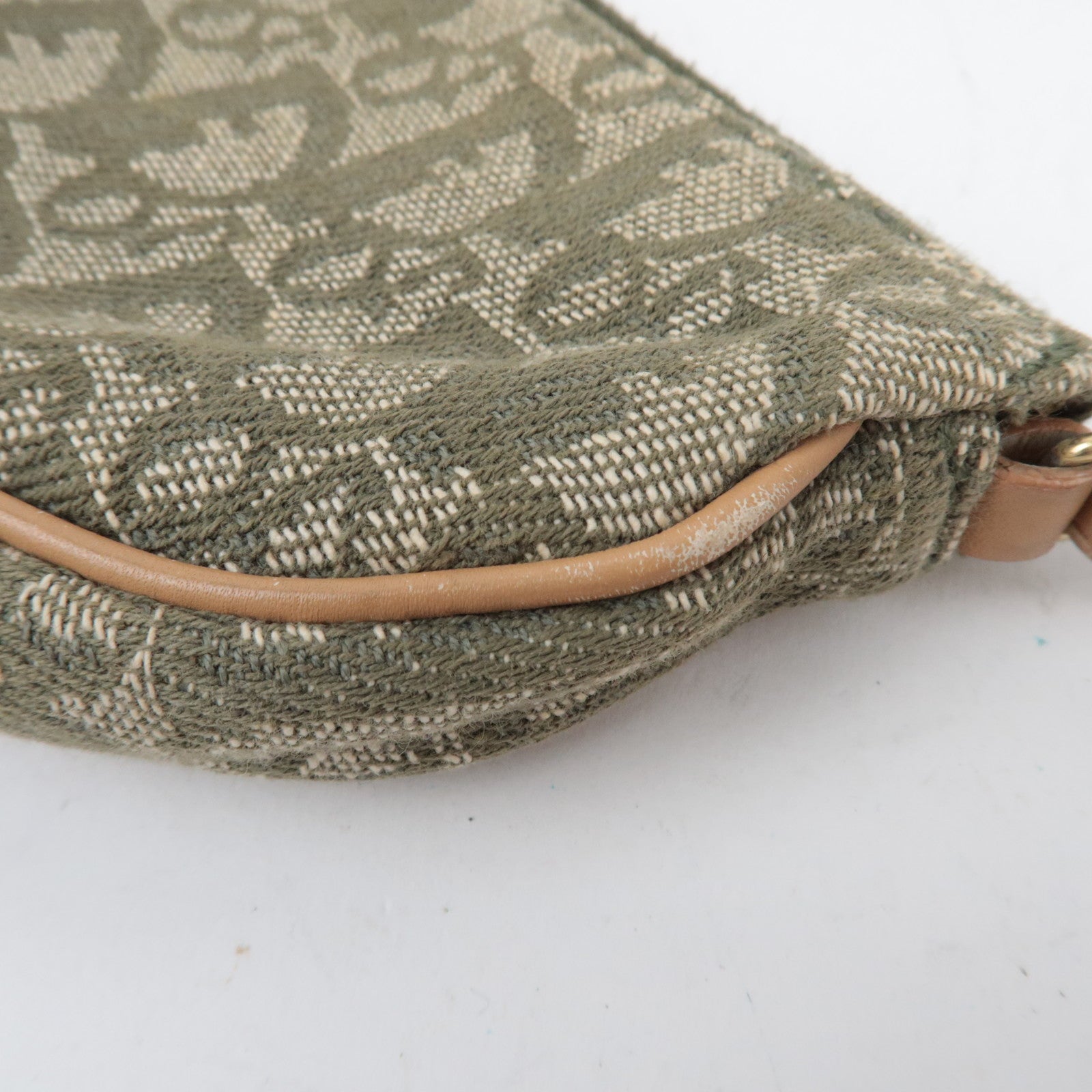 Christian Dior Trotter Canvas Leather Saddle Bag Khaki