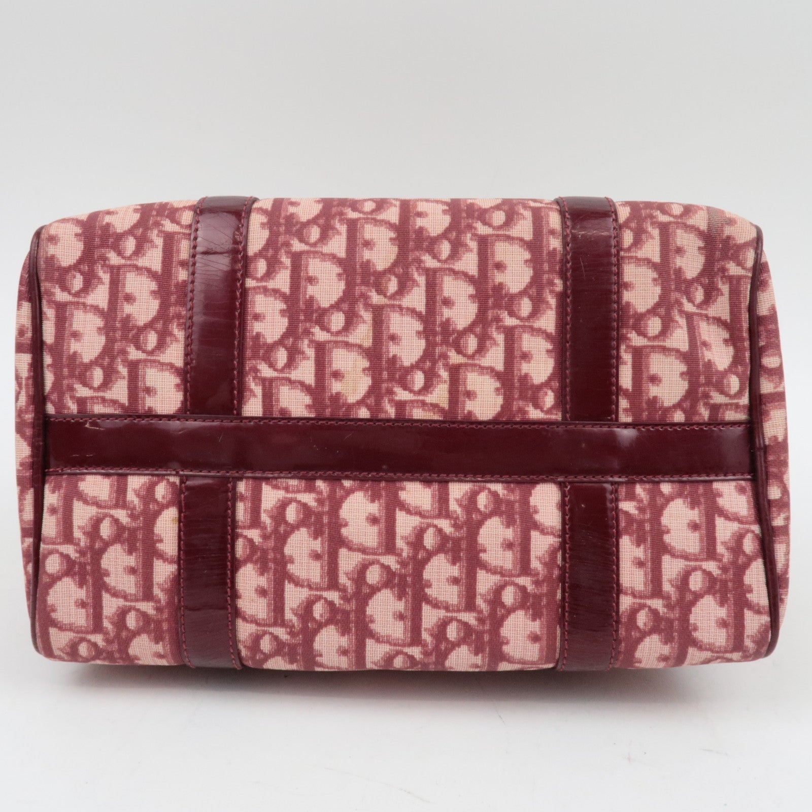 Christian Dior Trotter PVC Patent Leather Boston Bag Bordeaux *Key lock