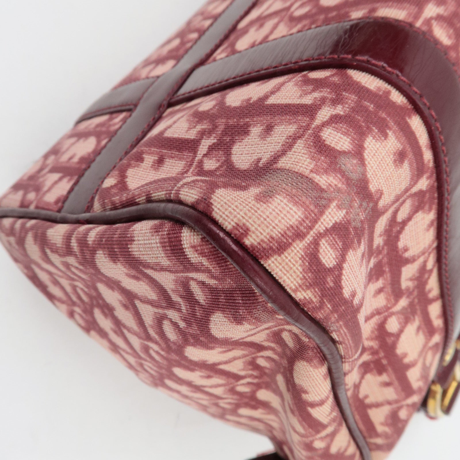 Christian Dior Trotter PVC Patent Leather Boston Bag Bordeaux *Key lock