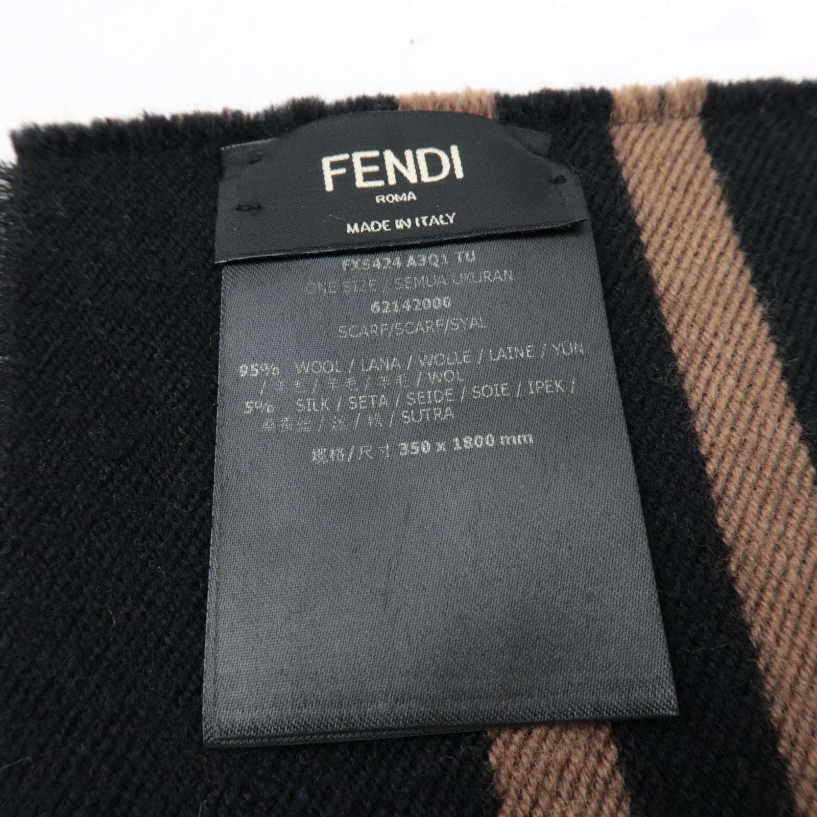 FENDI Zucca Wool Scarf Brown Black FXS424 *Dust bag