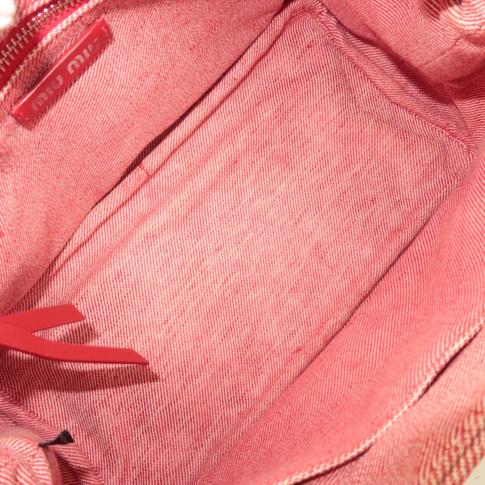 MIU MIU Denim 2WAY Tote Bag Rood 5BA219 *Band 