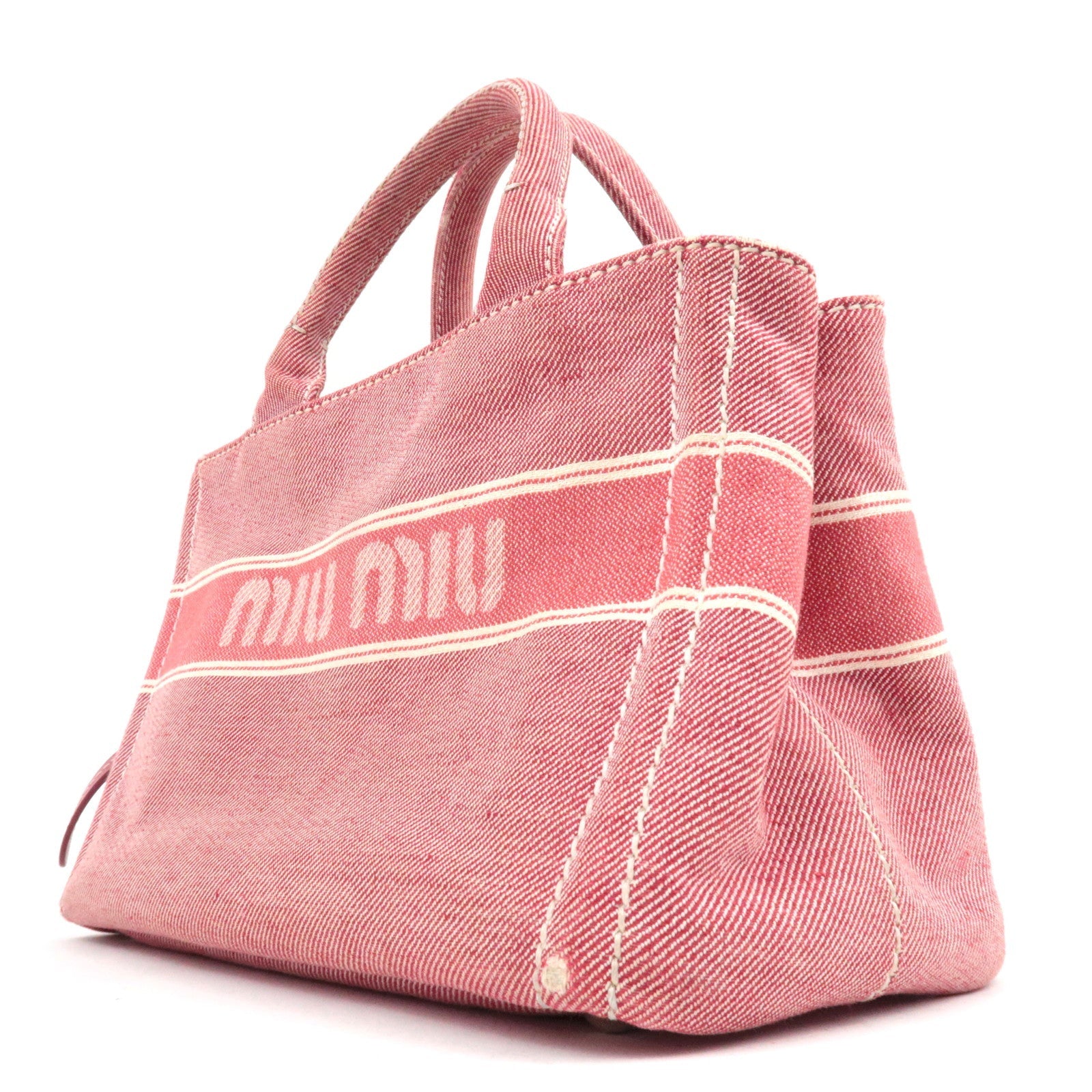MIU MIU Denim 2WAY Tote Bag Rood 5BA219 *Band 