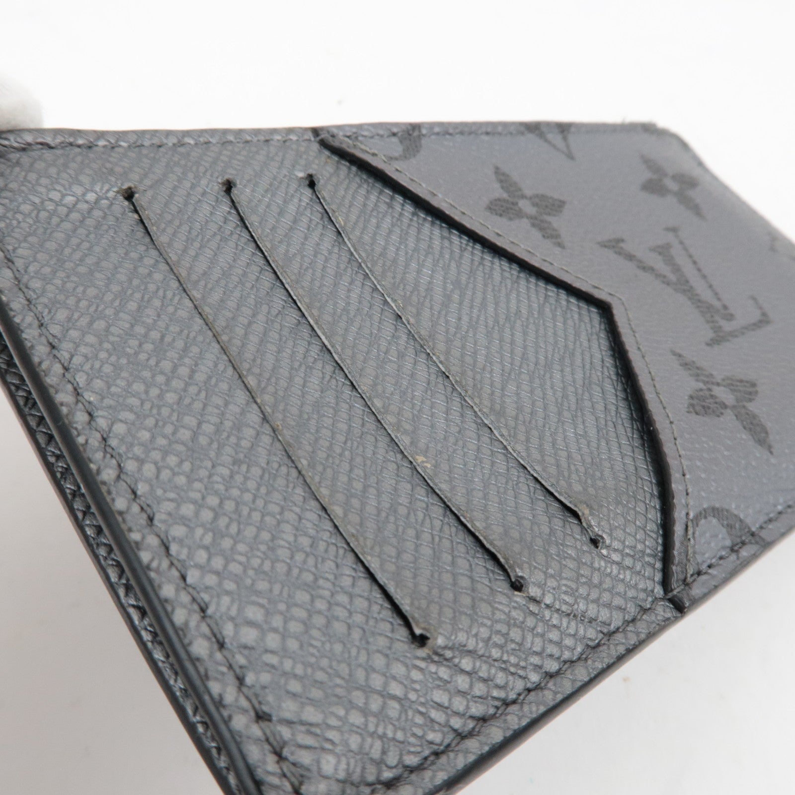 Louis Vuitton Monogram Taigarama Coin Card Case Silver M30839/IC Chip