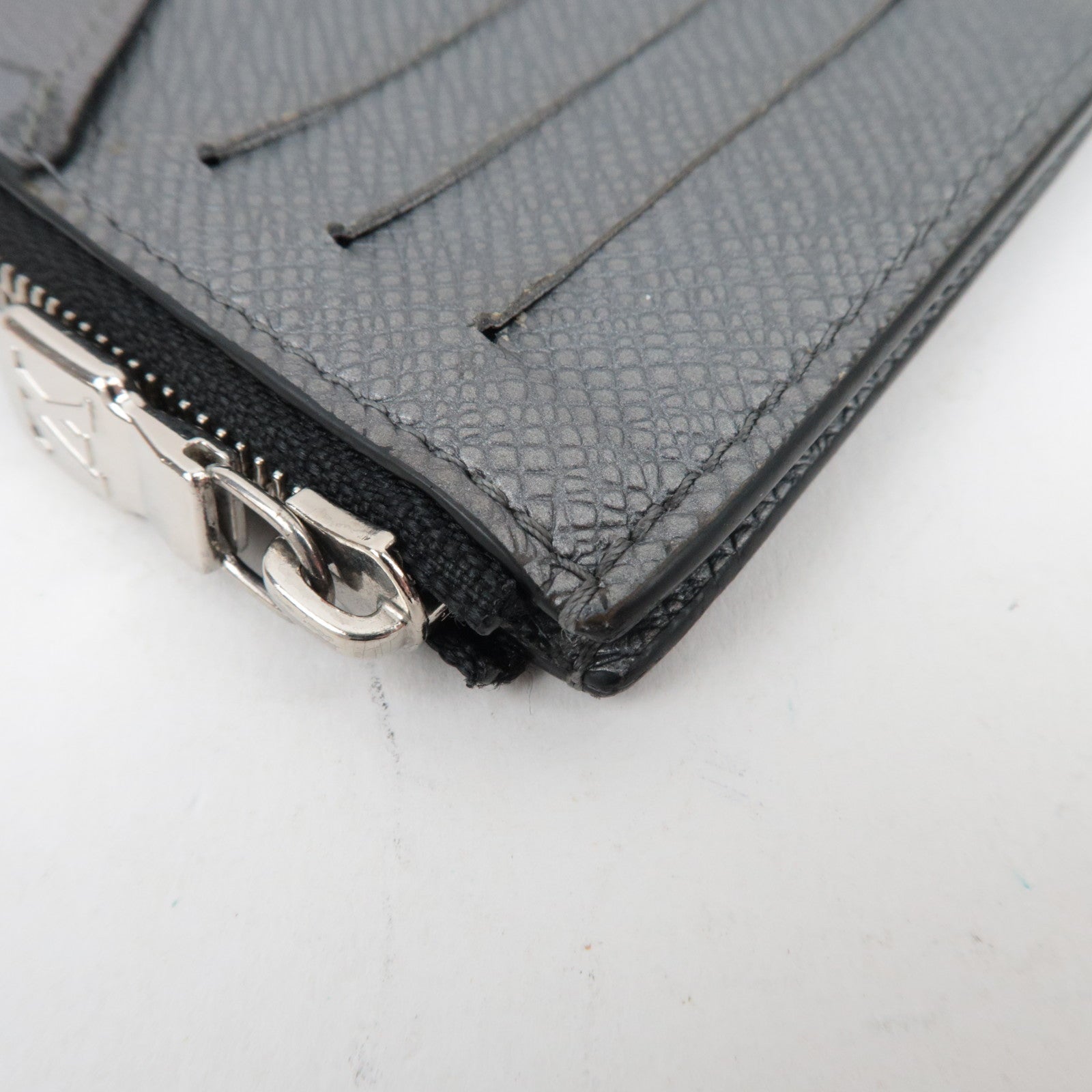 Louis Vuitton Monogram Taigarama Coin Card Case Silver M30839/IC Chip