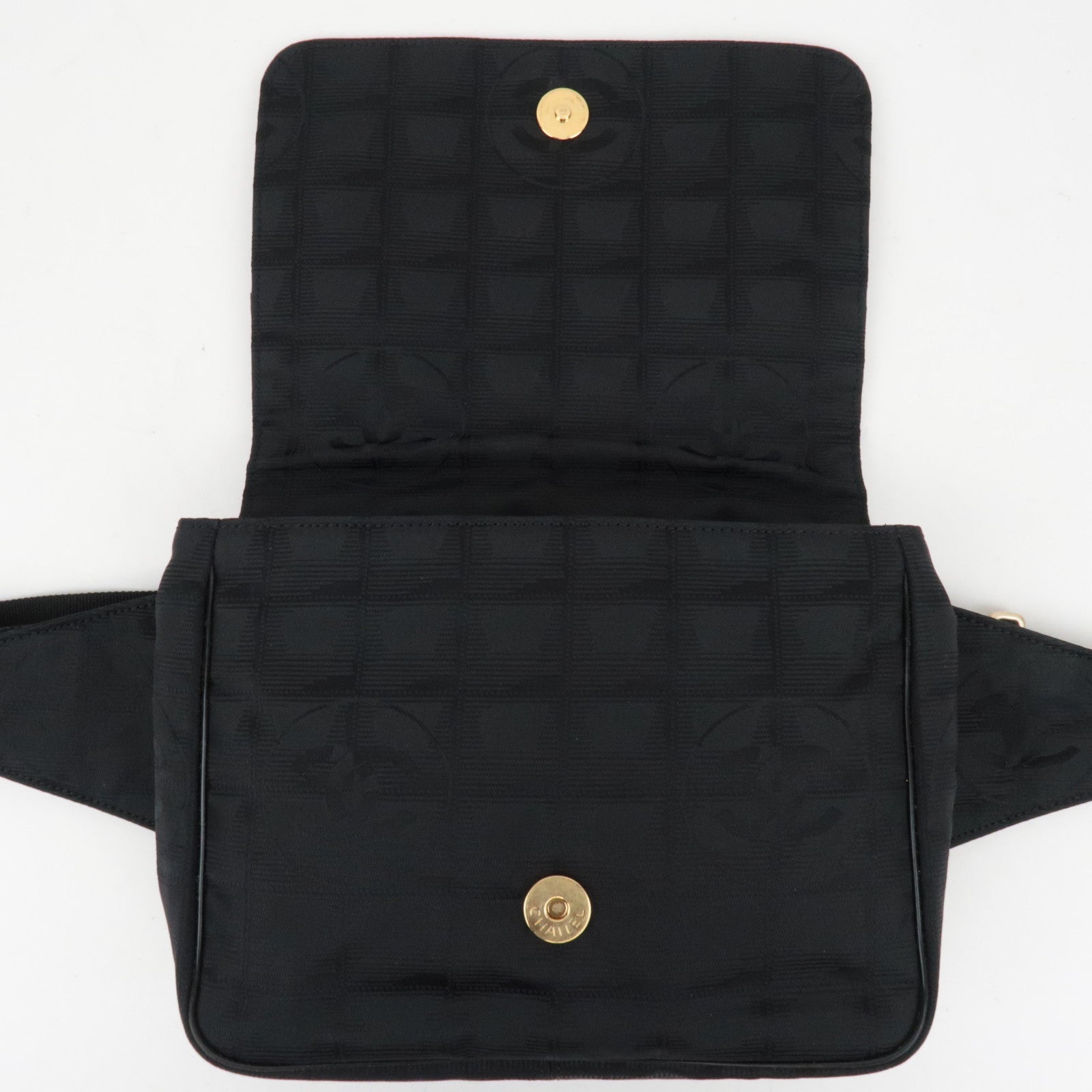 CHANEL New Travel Line Nylon Jacquard Heuptas Zwart *G Kaart 