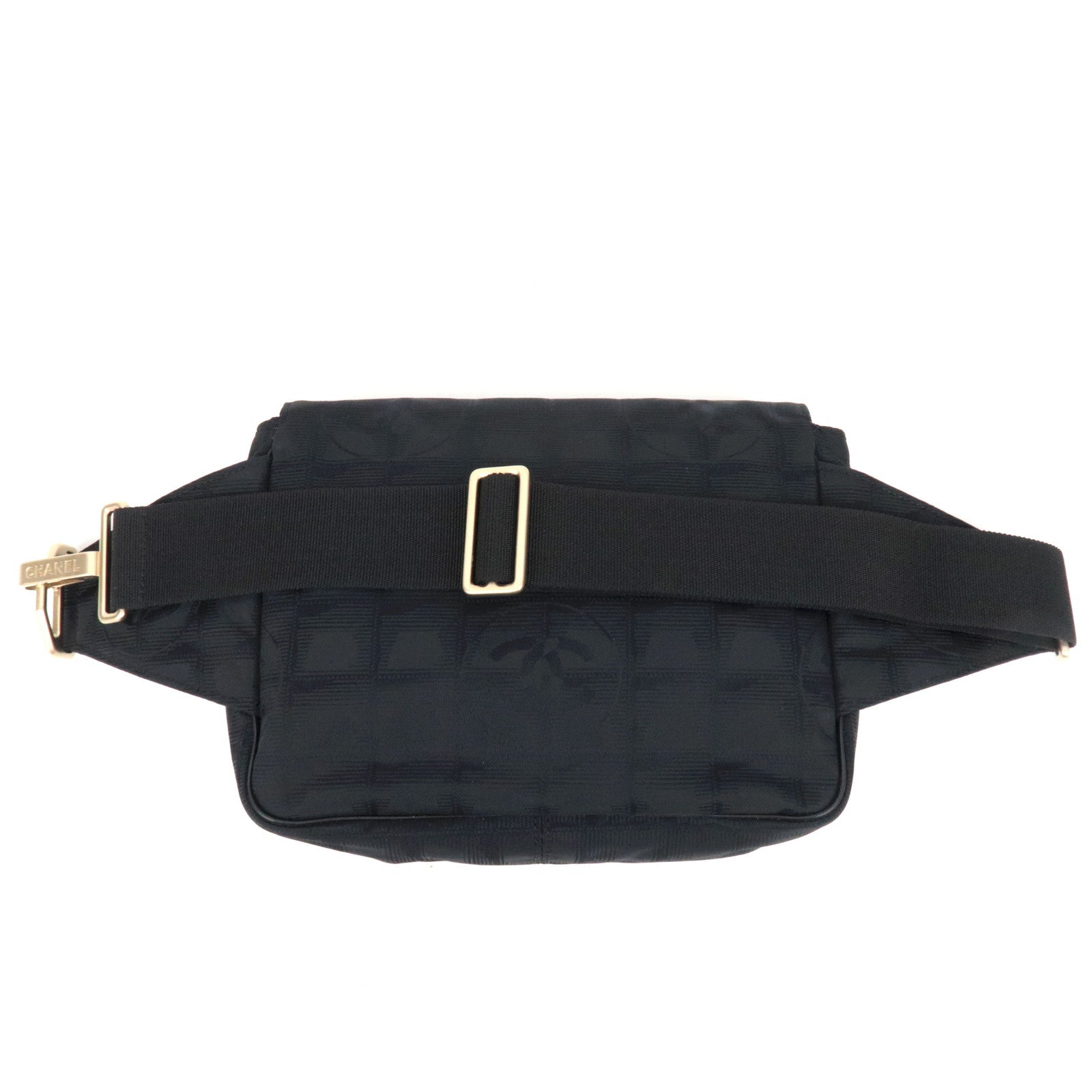 CHANEL New Travel Line Nylon Jacquard Waist Bag Black *G Card