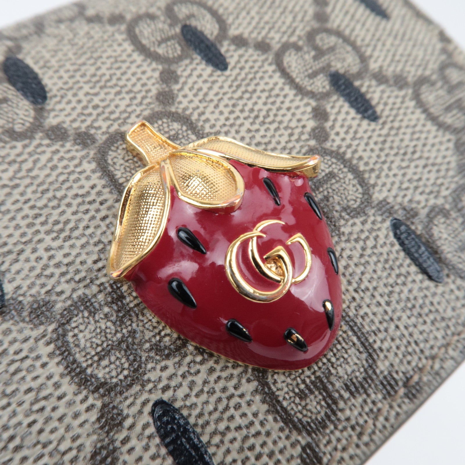 GUCCI GG Supreme Strawberry Compact Wallet Beige 726247 *Doos, Stofzak 