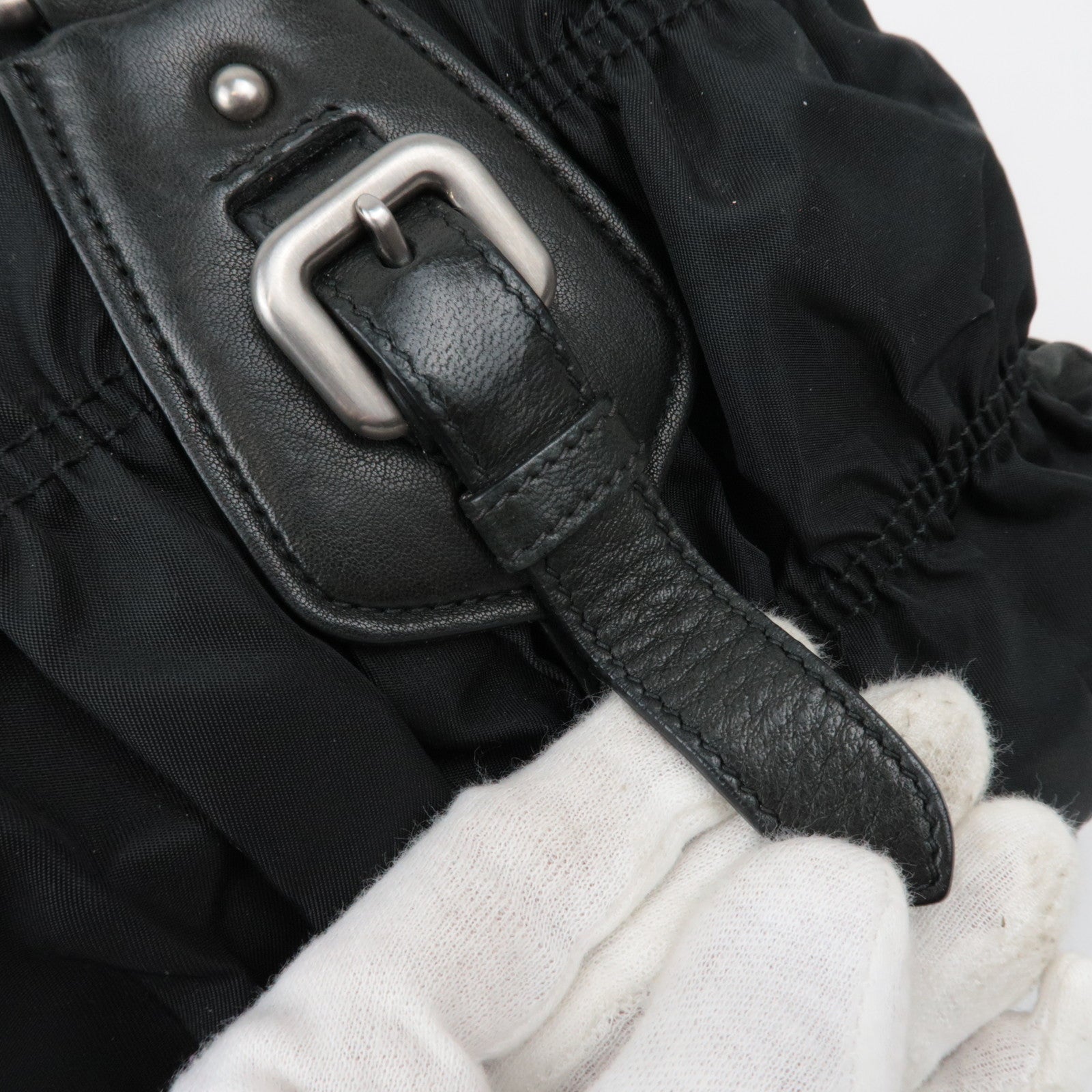 PRADA Nylon Gathered 2WAY Hand Bag Black BL0397 ※Dust Bag, Strap, G card, Name tag