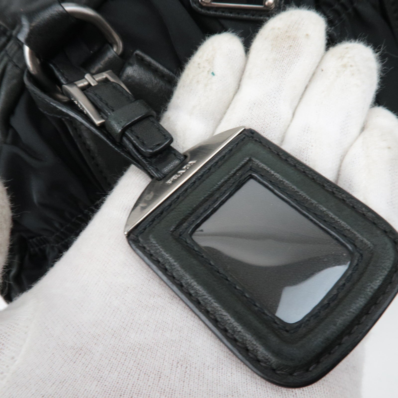 PRADA Nylon Gathered 2WAY Hand Bag Black BL0397 ※Dust Bag, Strap, G card, Name tag