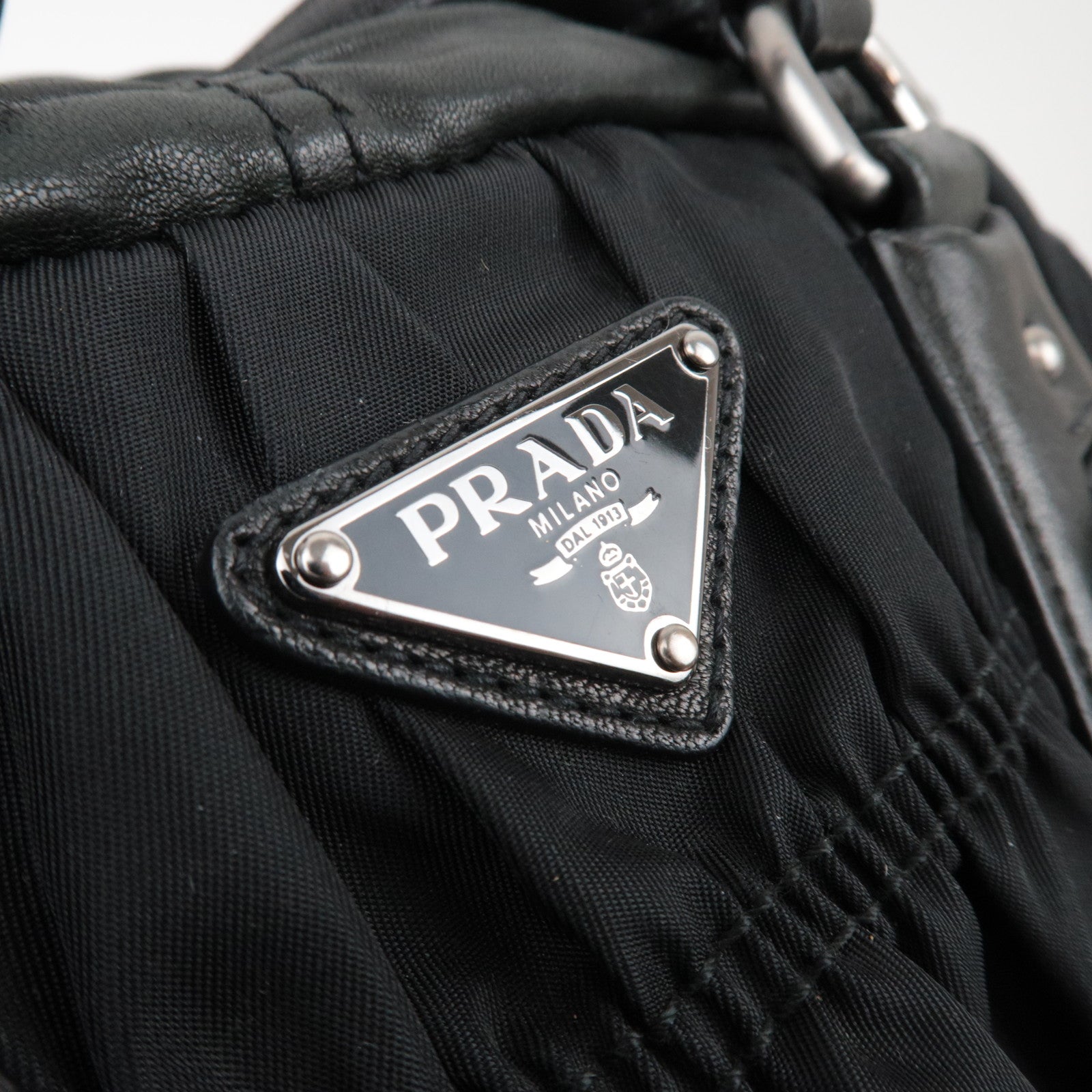 PRADA Nylon Gathered 2WAY Hand Bag Black BL0397 ※Dust Bag, Strap, G card, Name tag