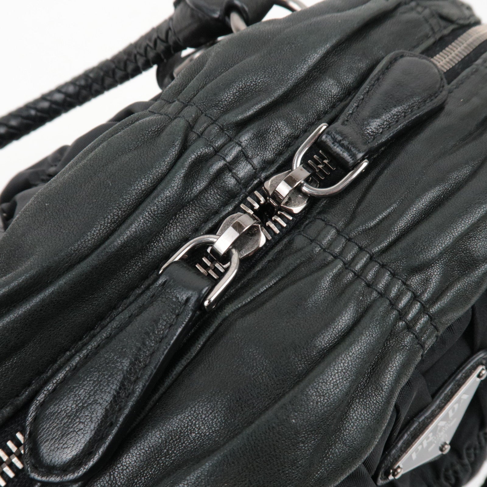 PRADA Nylon Gathered 2WAY Hand Bag Black BL0397 ※Dust Bag, Strap, G card, Name tag