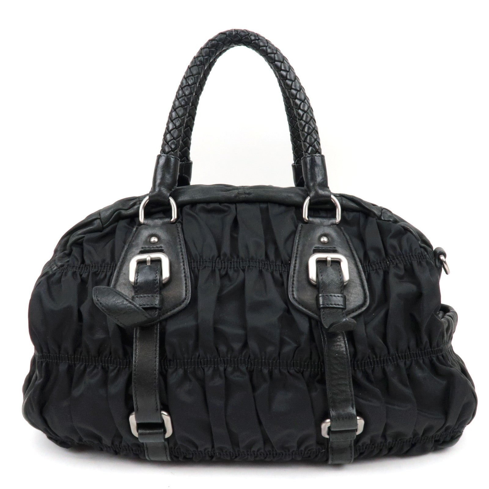 PRADA Nylon Gathered 2WAY Hand Bag Black BL0397 ※Dust Bag, Strap, G card, Name tag
