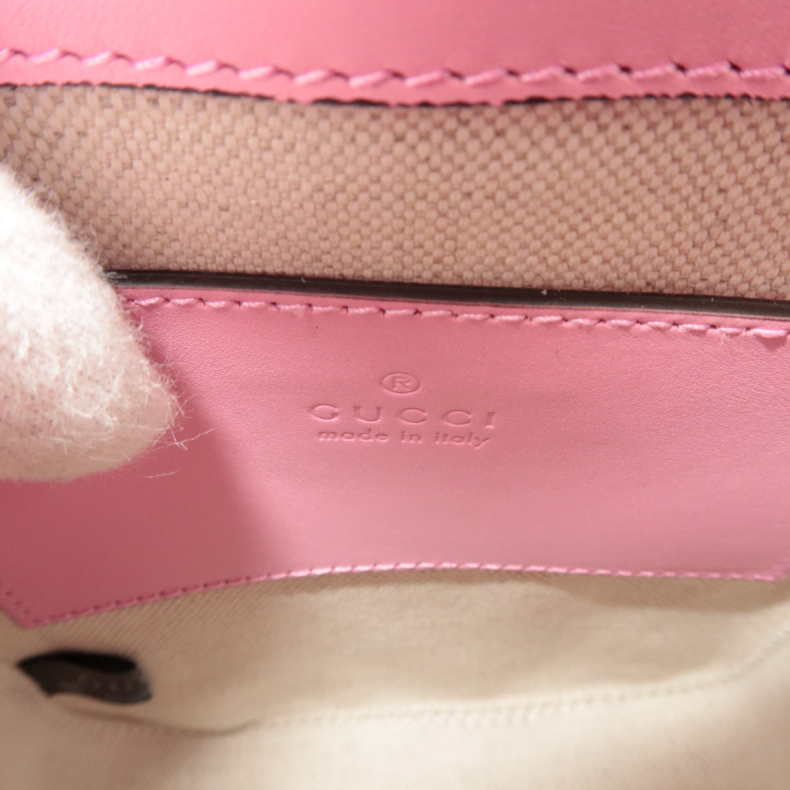 GUCCI Bamboo Mini 3WAY Schoudertas Roze 702106 *Stofzak, Riem 