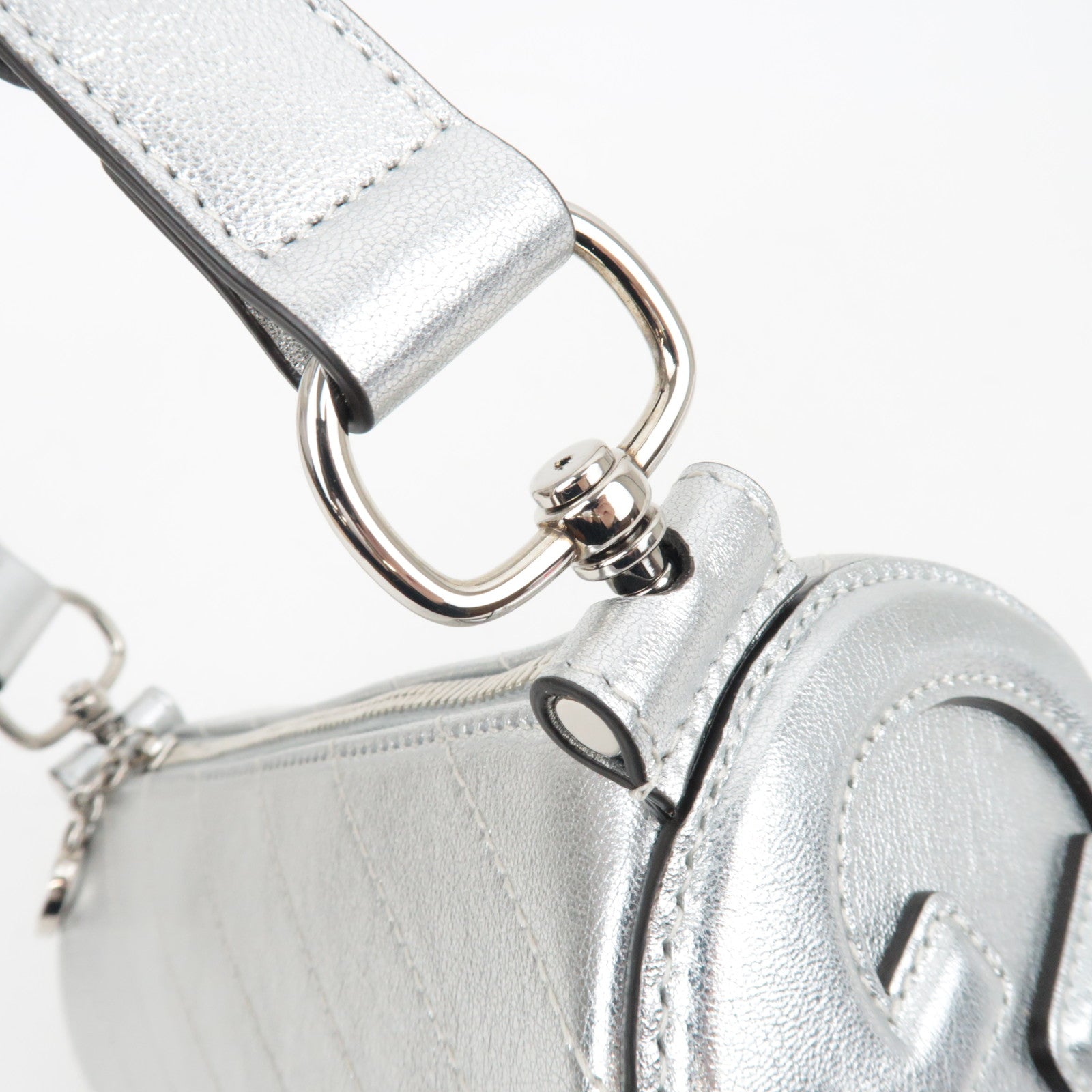 GUCCI Blondie Leather Shoulder Bag SIlver 760170 *Dust Bag