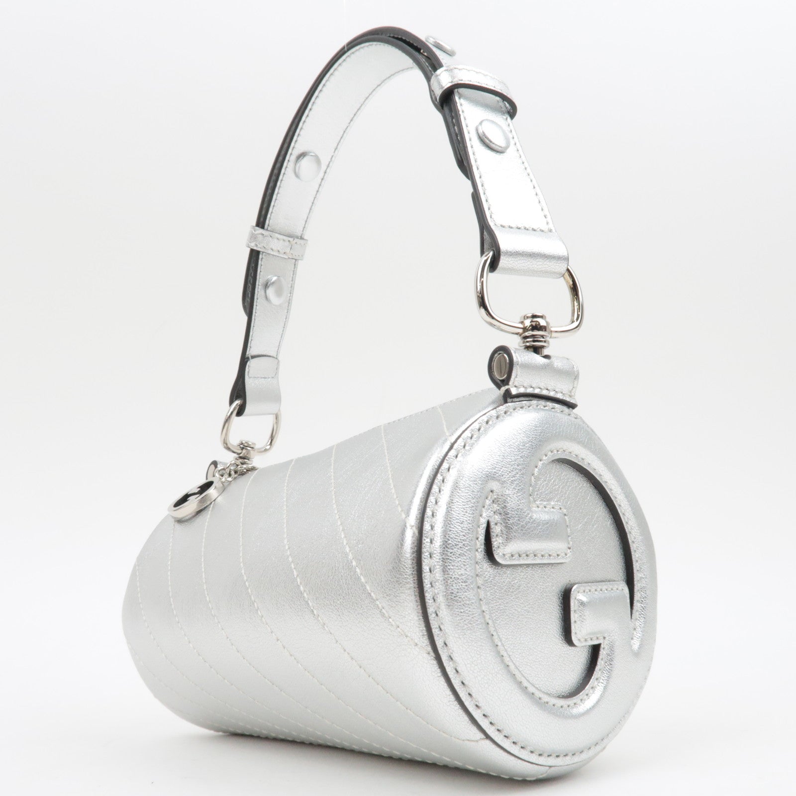 GUCCI Blondie Leather Shoulder Bag SIlver 760170 *Dust Bag