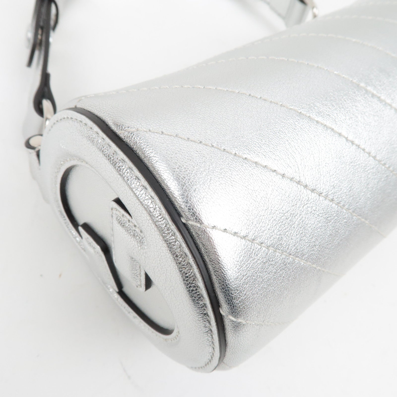 GUCCI Blondie Leather Shoulder Bag SIlver 760170 *Dust Bag