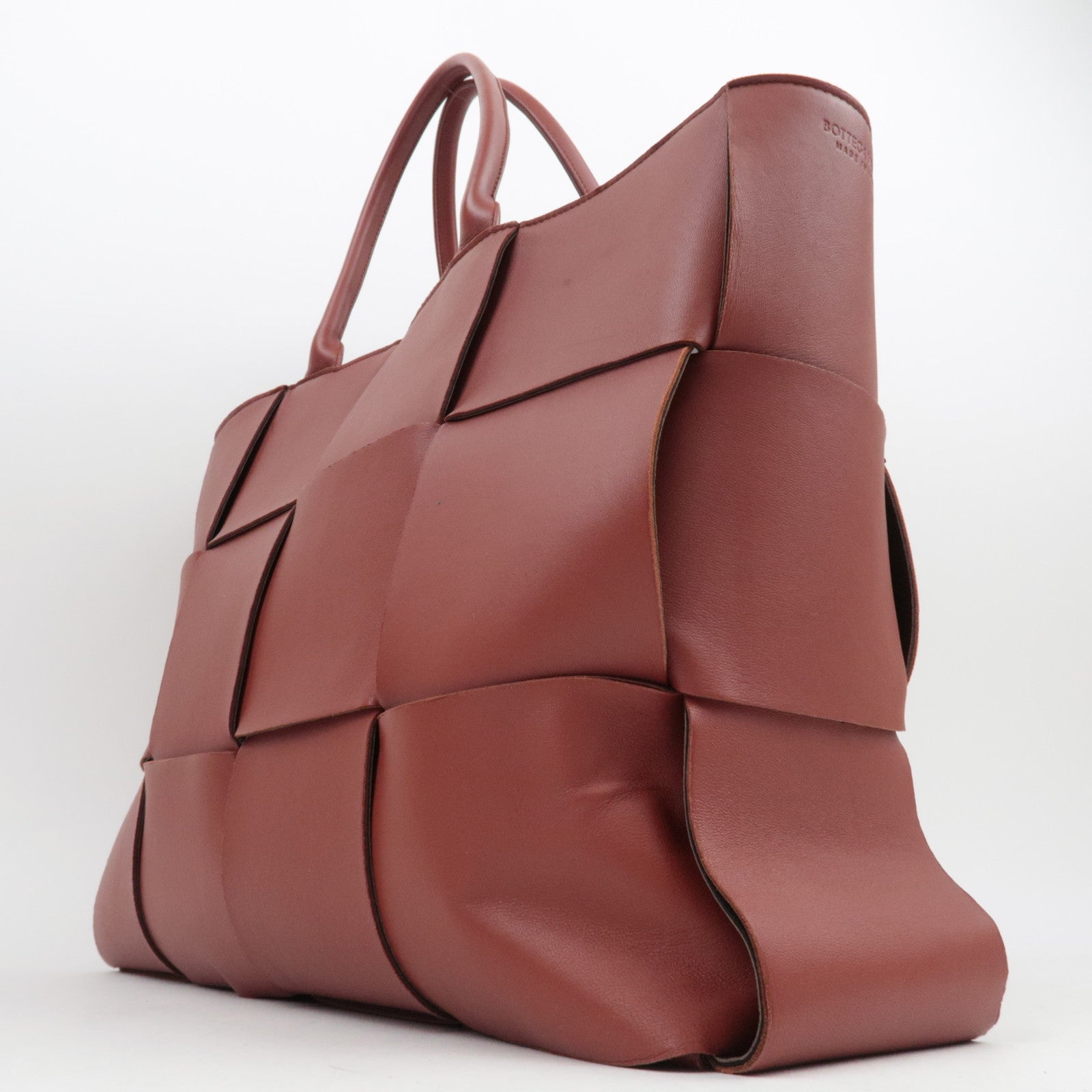 BOTTEGA VENETA Maxi Intrecciato Leather Large  Arco Tote Bag Brown *Dust Bag, Pouch