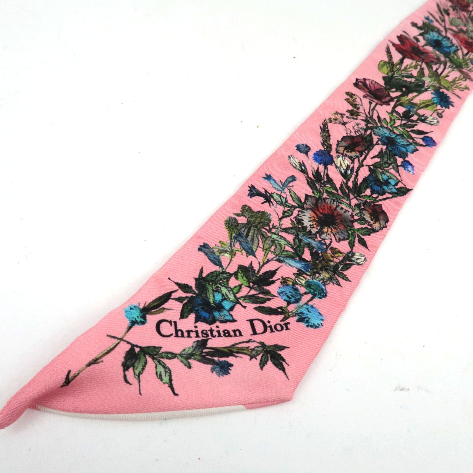 Christian Dior Twilly Scarf Silk 100% White Pink *Box
