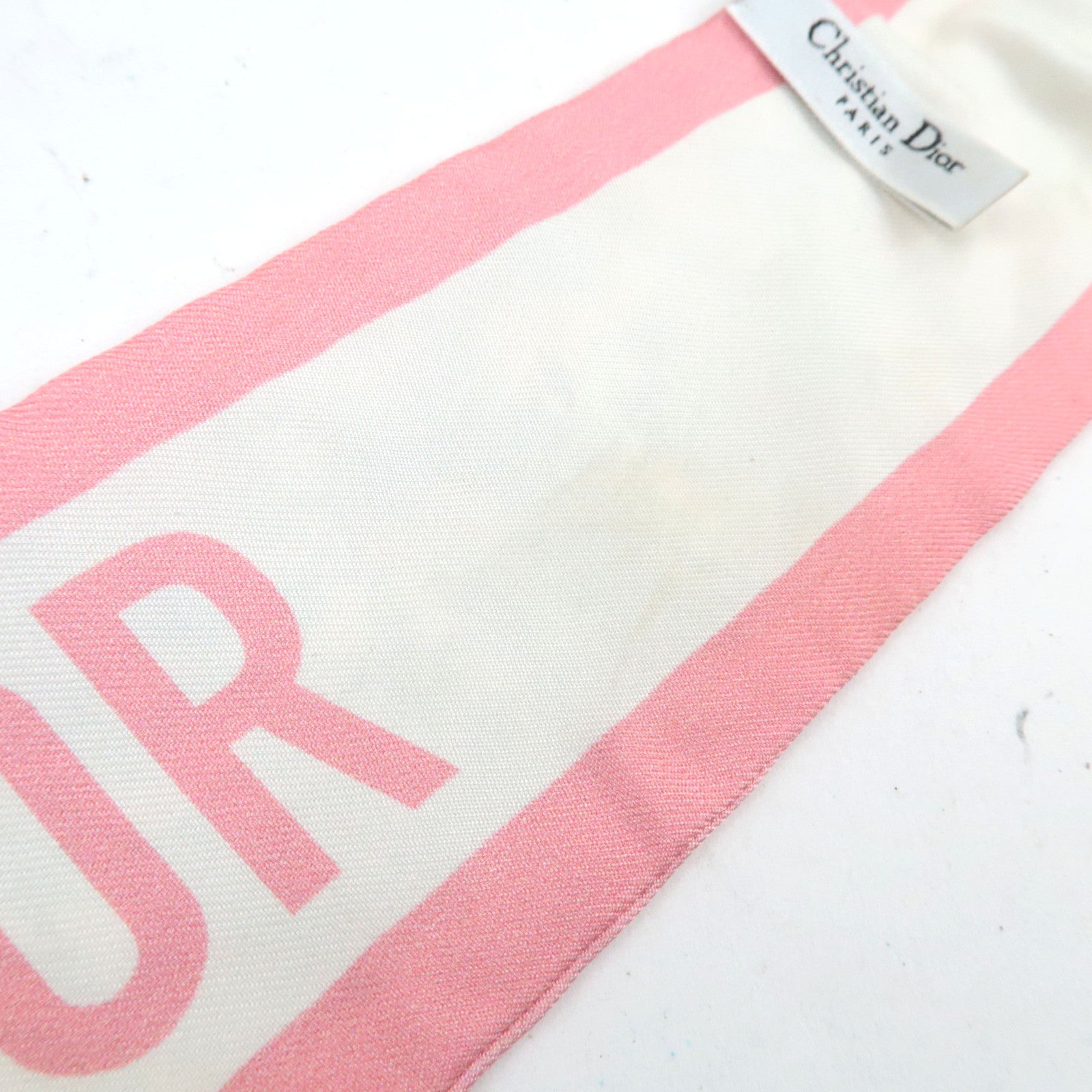 Christian Dior Twilly Scarf Silk 100% White Pink *Box