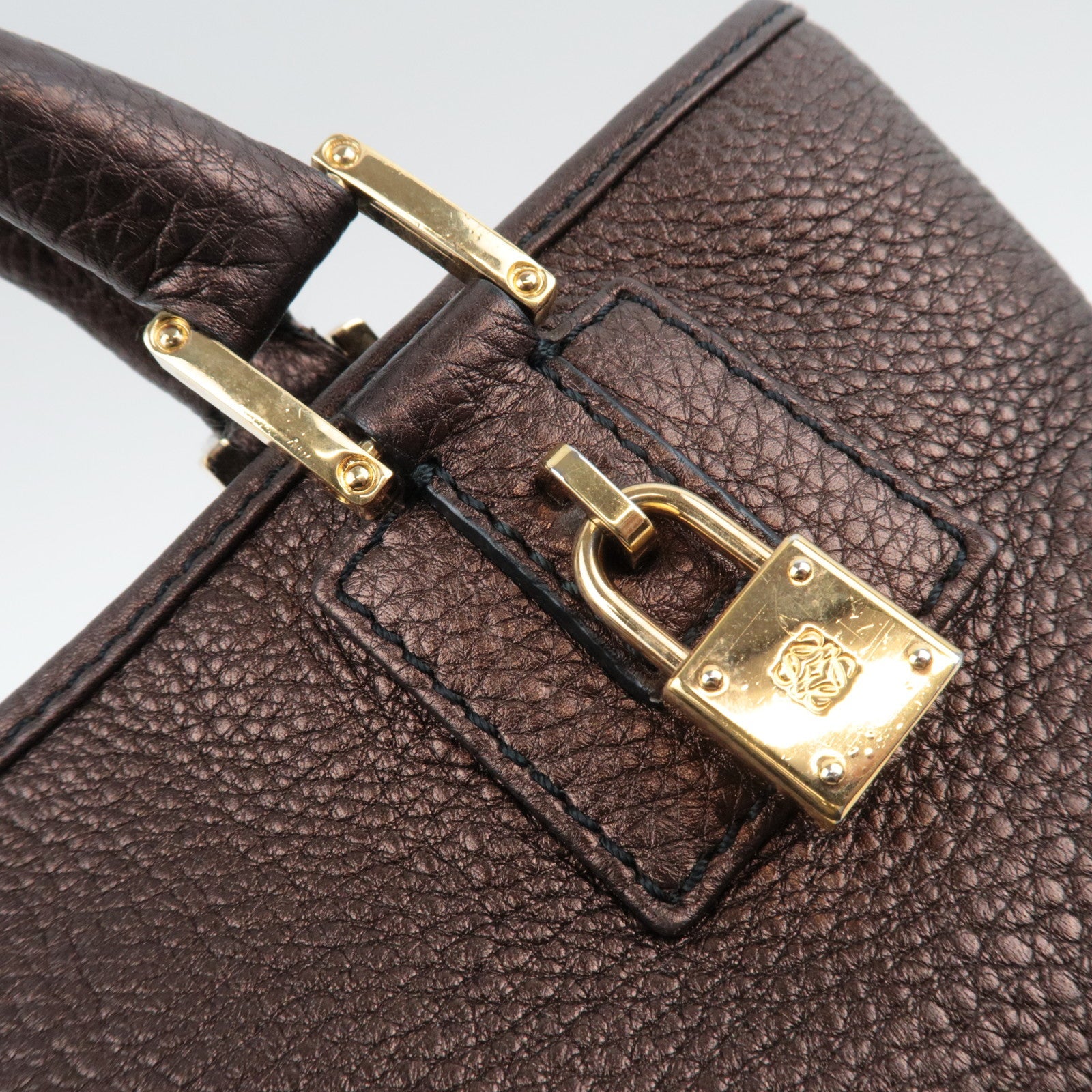 LOEWE Anagram Leather Amazona 28 Fusta Hand Bag Bronze *Crochette, Key Lock