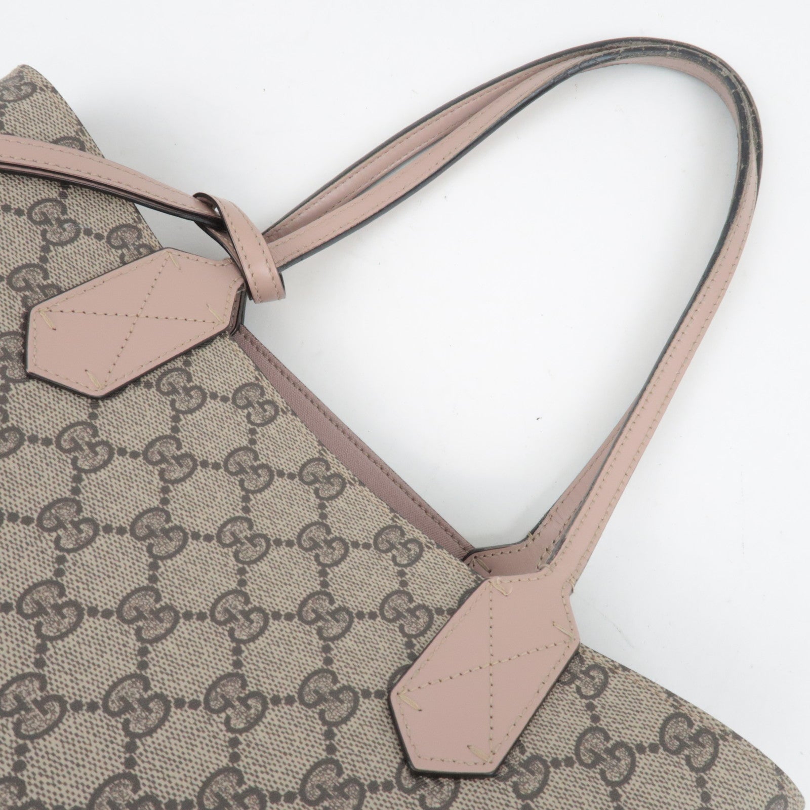 GUCCI GG Supreme Reversible Tote Bag Roze Beige 372613 *Naamlabel 
