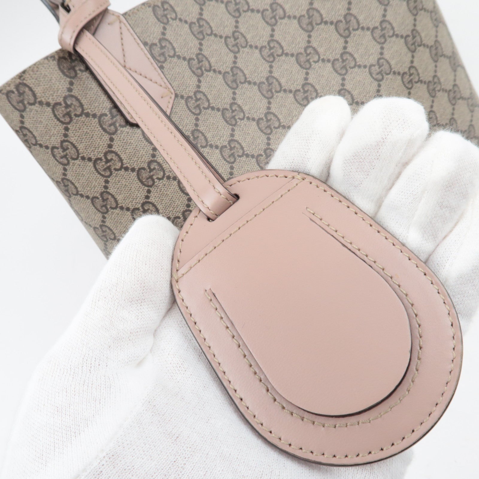 GUCCI GG Supreme Reversible Tote Bag Roze Beige 372613 *Naamlabel 