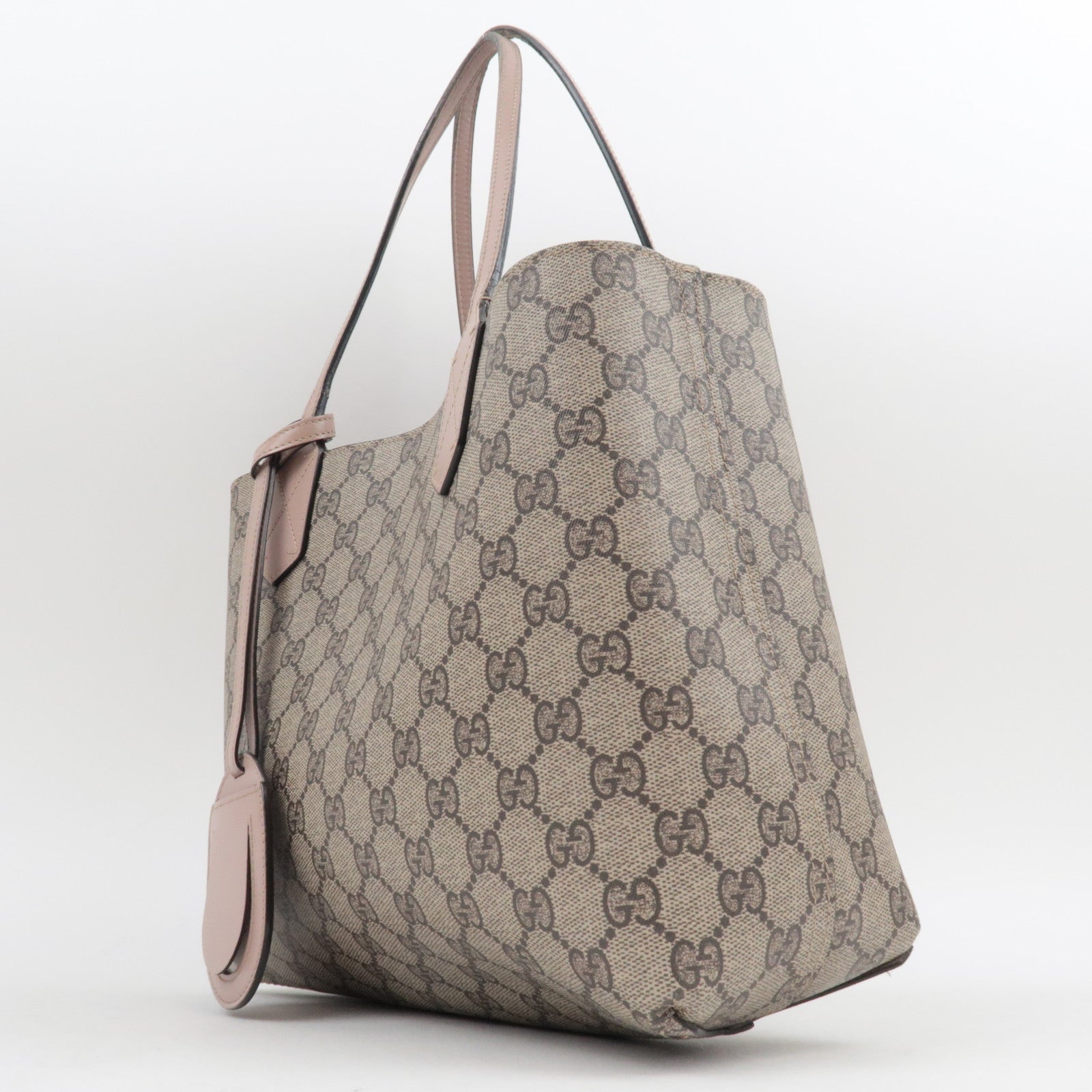 GUCCI GG Supreme Reversible Tote Bag Roze Beige 372613 *Naamlabel 