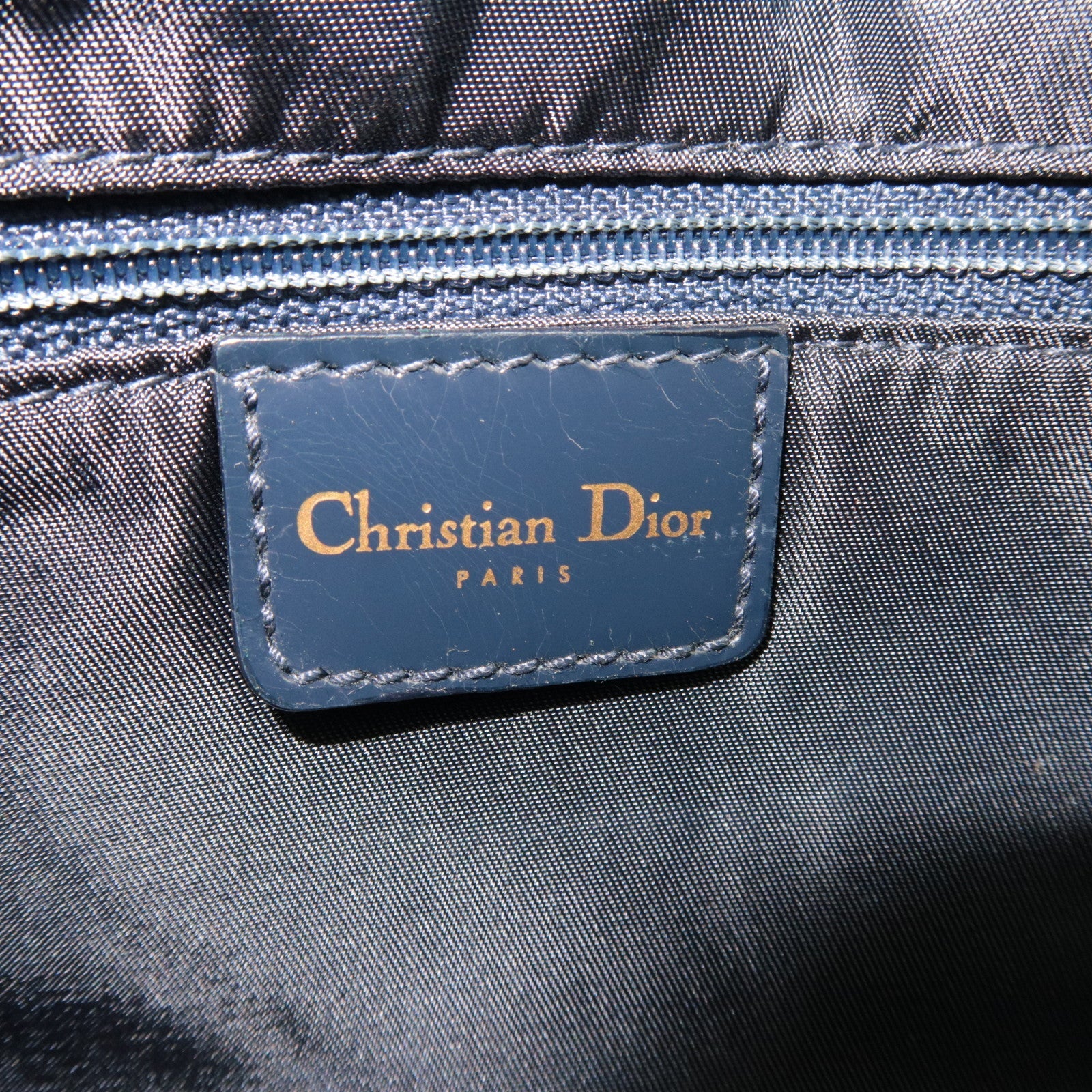 Christinan Dior Maris Pearl Denim One Shoulder Bag Denim Blue
