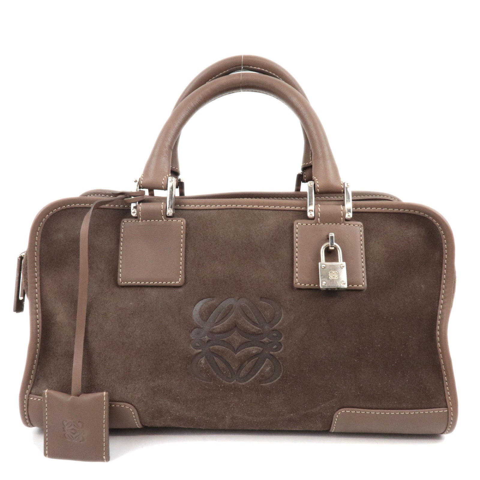 Loewe Anagram Amazona 28 Handbag Suede Brown *Crochette, Key Lock71381