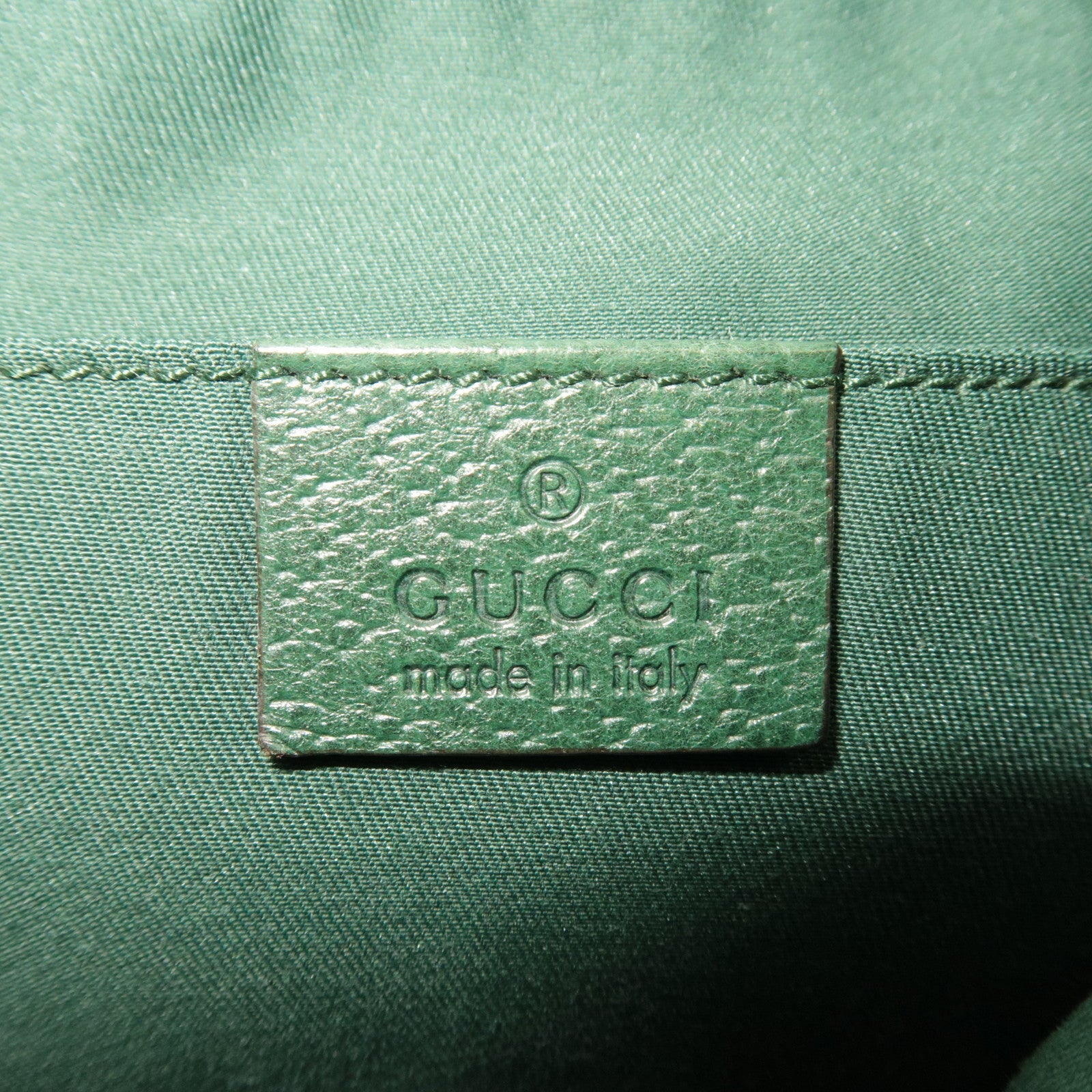 GUCCI Sherry GG Canvas leren schoudertas beige groen 145812 *Stofzak 