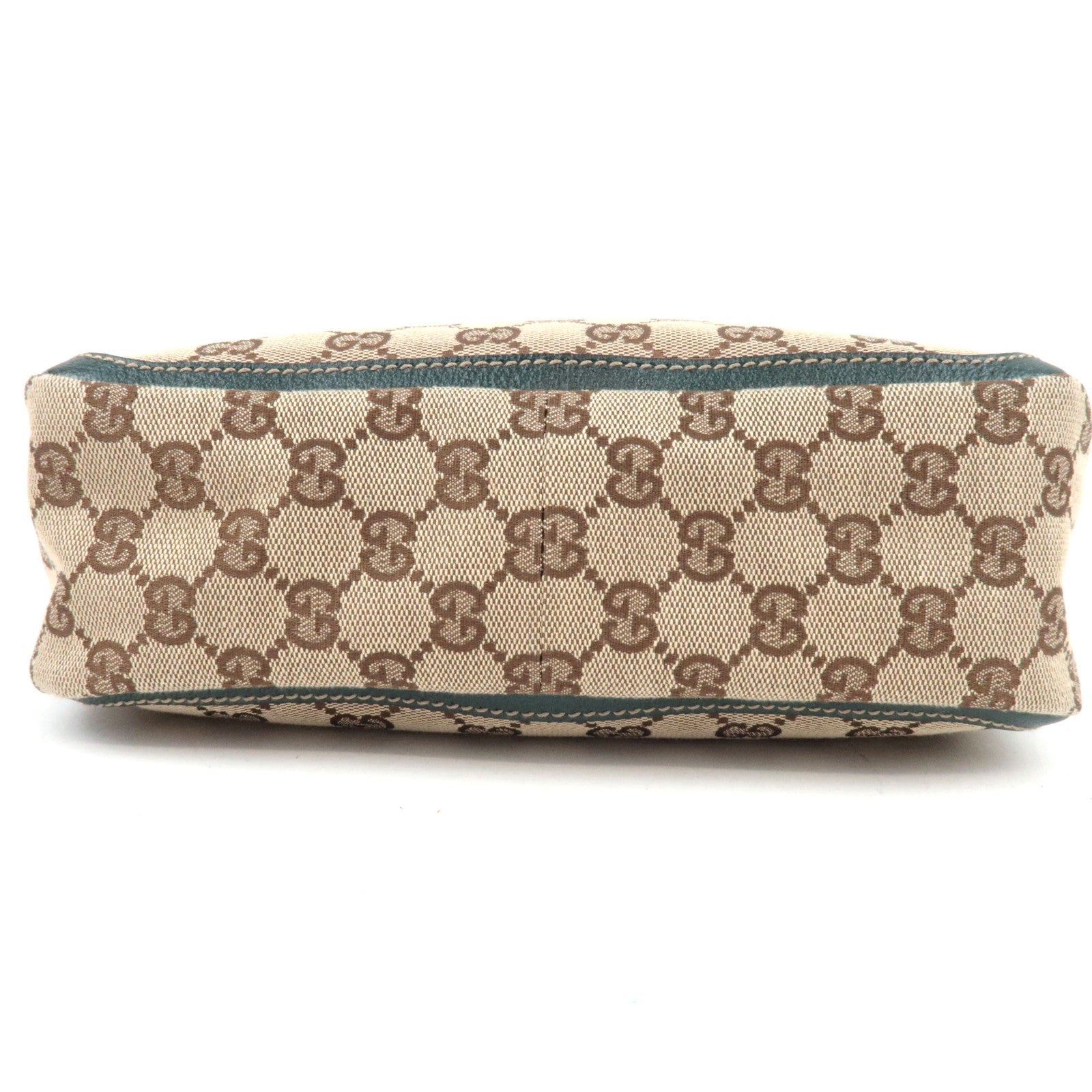 GUCCI GG Canvas leren schoudertas beige groen 146244 *Stofzak