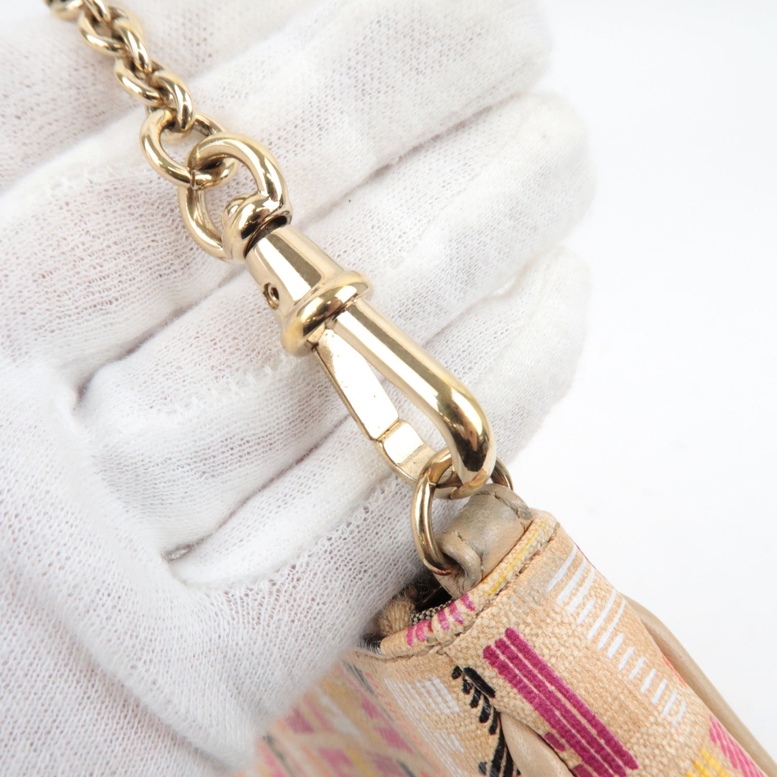 FENDI Zucchino PVC leren ketting mini tas beige 8M0271 