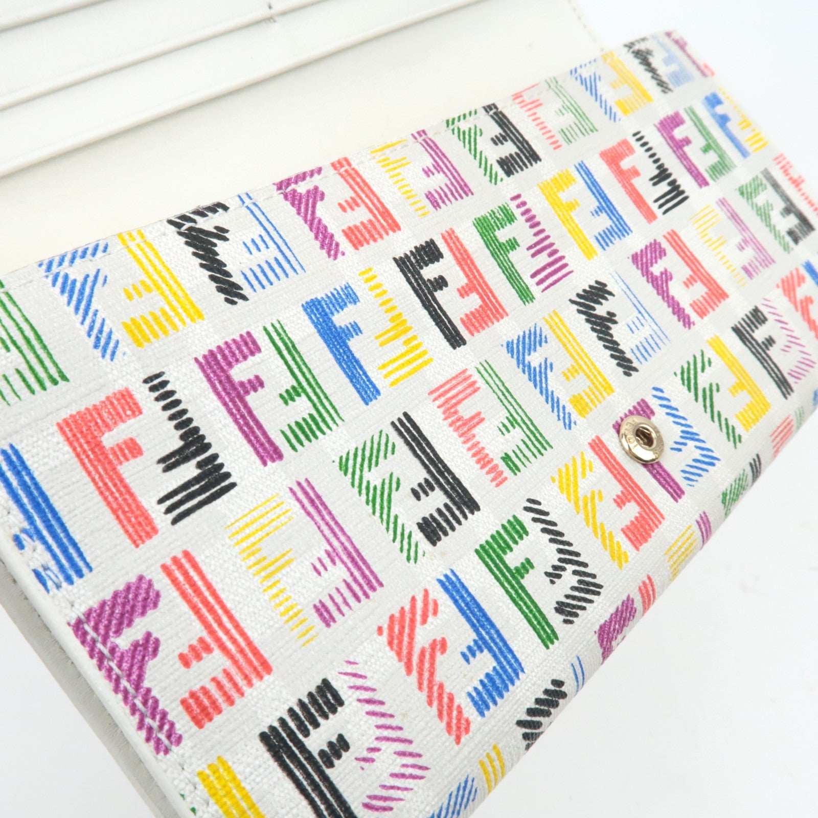 Fendi Zucchino Bi-Fold Lange Portemonnee PVC Leer Multicolor 8M0000 