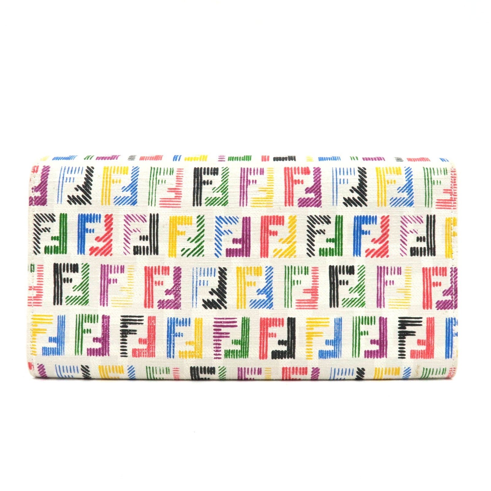 Fendi Zucchino Bi-Fold Lange Portemonnee PVC Leer Multicolor 8M0000 