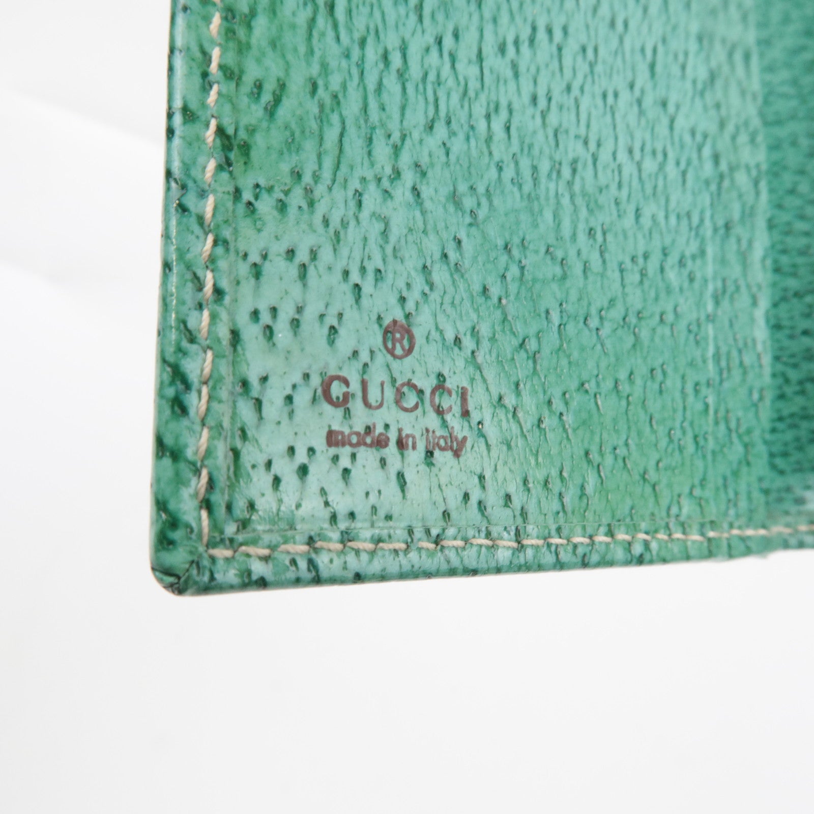 GUCCI Kaarthouder GG Canvas Leer Beige Turquoise 118100 *Box 