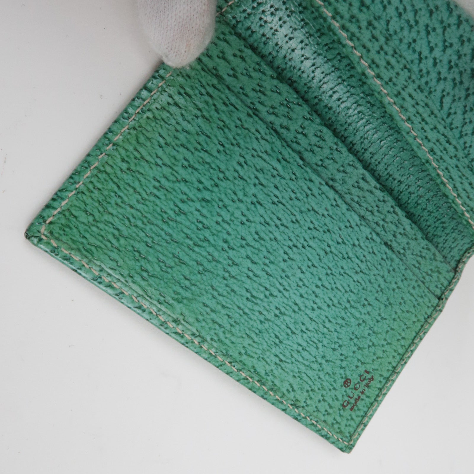 GUCCI Kaarthouder GG Canvas Leer Beige Turquoise 118100 *Box 