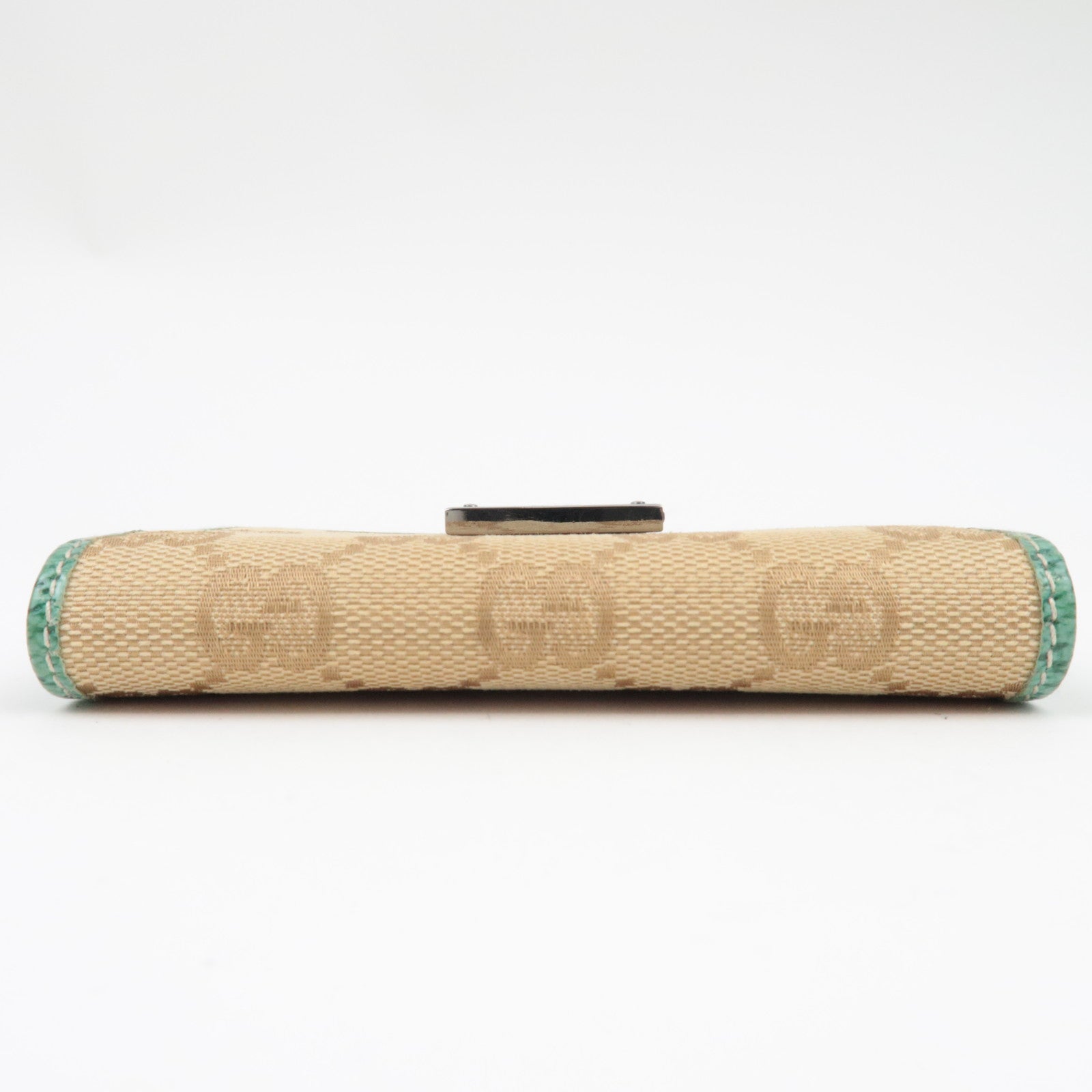 GUCCI Kaarthouder GG Canvas Leer Beige Turquoise 118100 *Box 