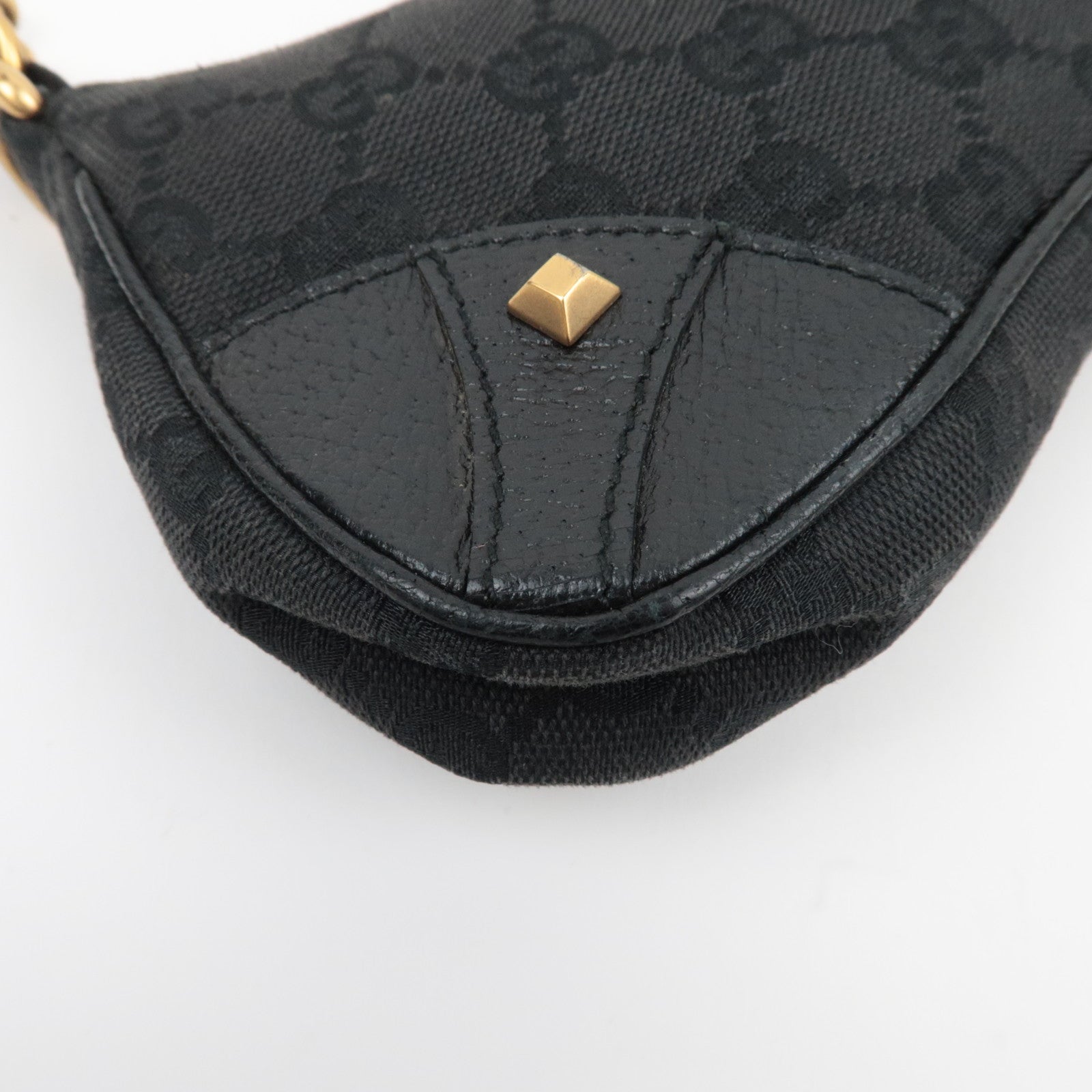 GUCCI GG Canvas leren schoudertas met ketting, zwart 120940 