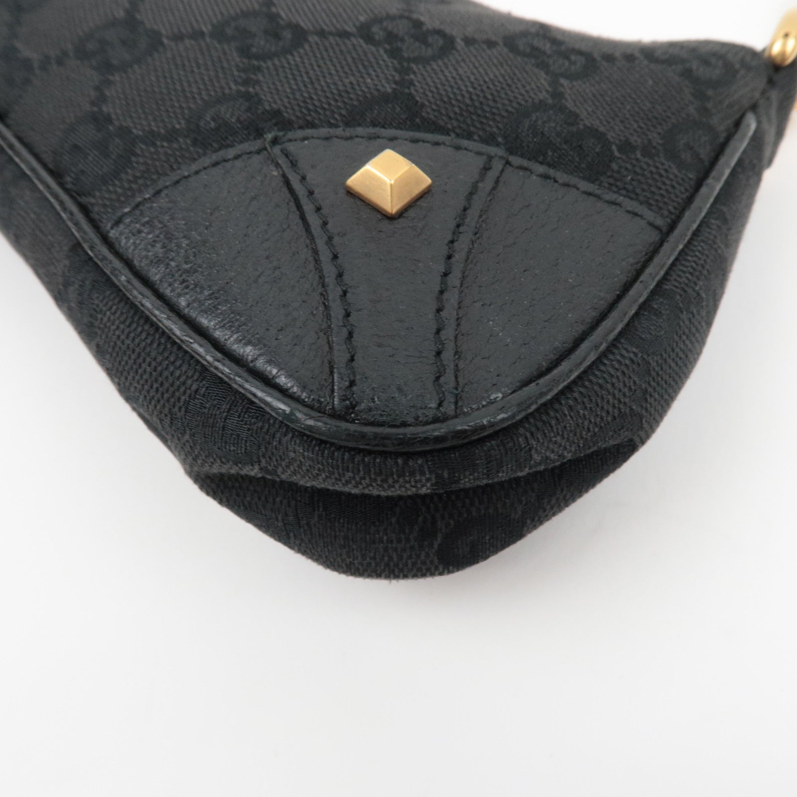 GUCCI GG Canvas leren schoudertas met ketting, zwart 120940 